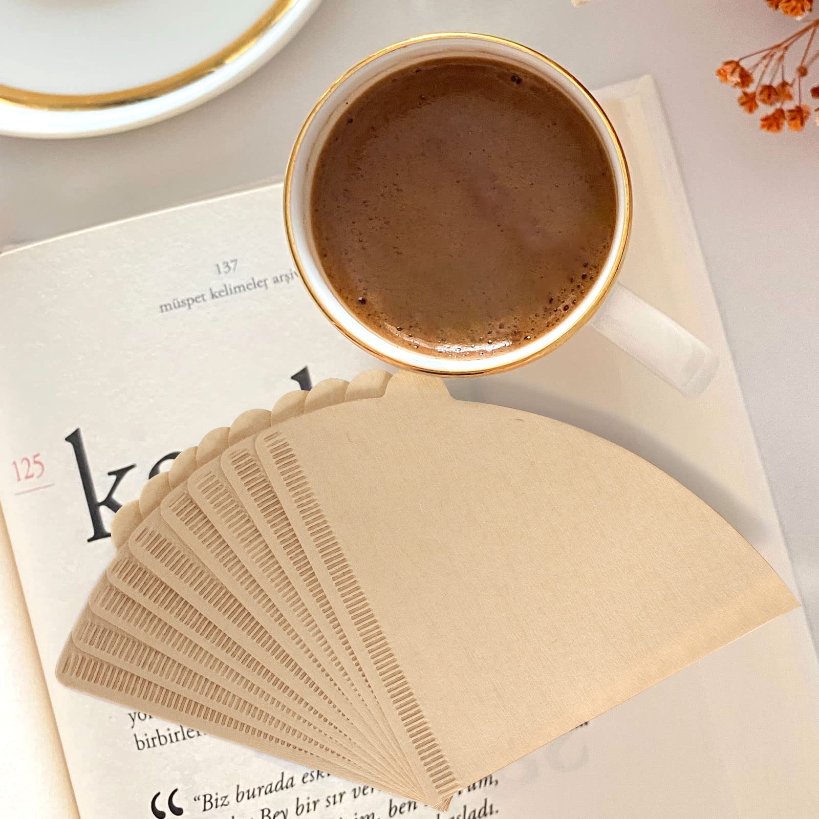 Coffee Filters 2, Cone Coffee Filters, Disposable Natural Paper Filters 1-4 Cup, Pour Over Coffee Filter Compatible With V60 And