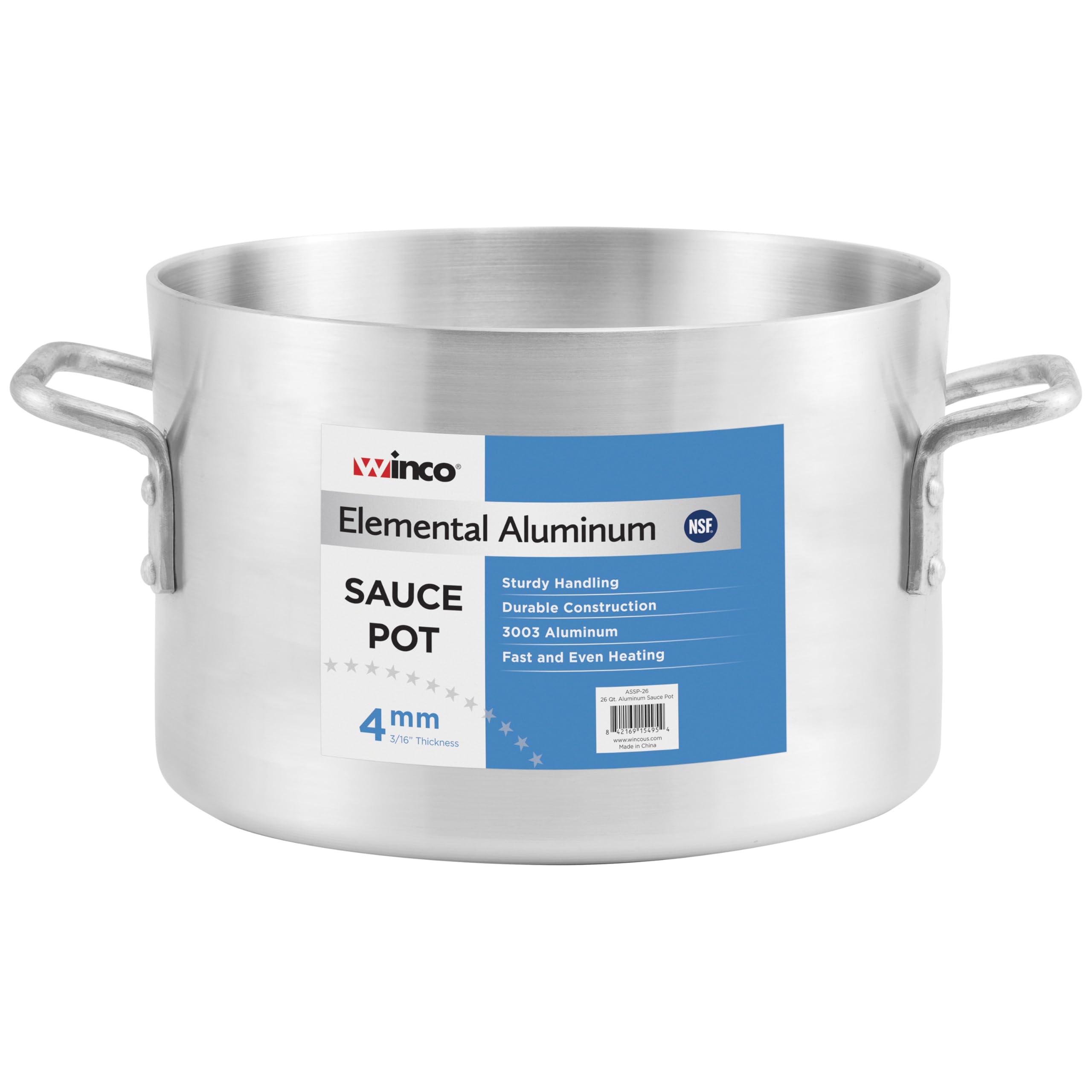Winco Heavy-Duty Aluminum Sauce Pot, 4mm, 20 Quart