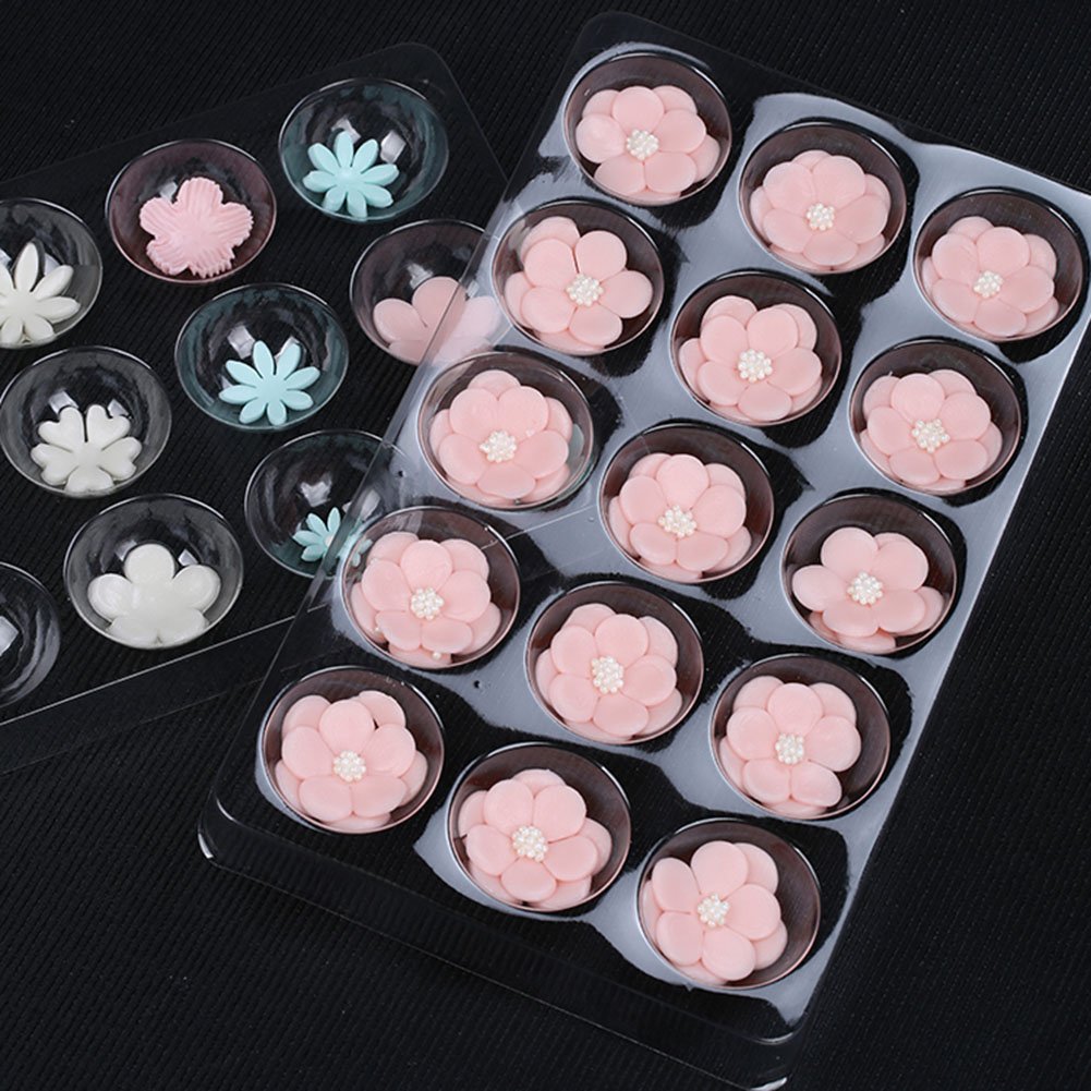 2 Pcs Set 15 Cavity Sugar Flower Fondant Drying Shaping Plate Plastic Sugar Flower Fondant Forming Shaping Mold-No Flower