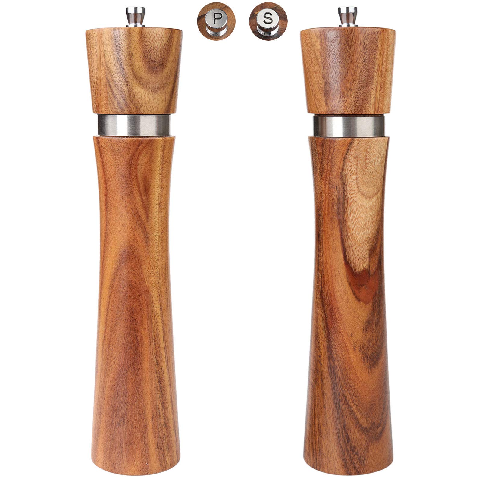 Pepper Grinder, Vanlonpro Wooden Pepper Mill Salt Mill, Adjustable Coarseness Peppermill And Easily Refillable, Ceramic Grinding