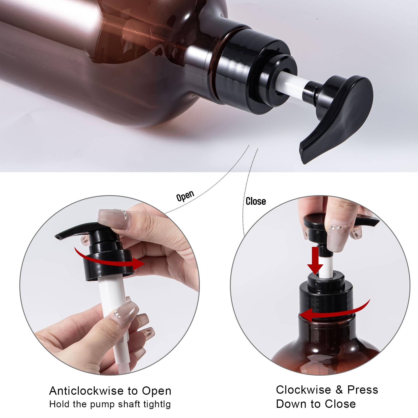 Yebeauty Pump Bottle Dispenser, 33.8Oz 1000Ml Plastic Shampoo Pump Bottles Shower Soap Dispenser Empty Refillable Containers For