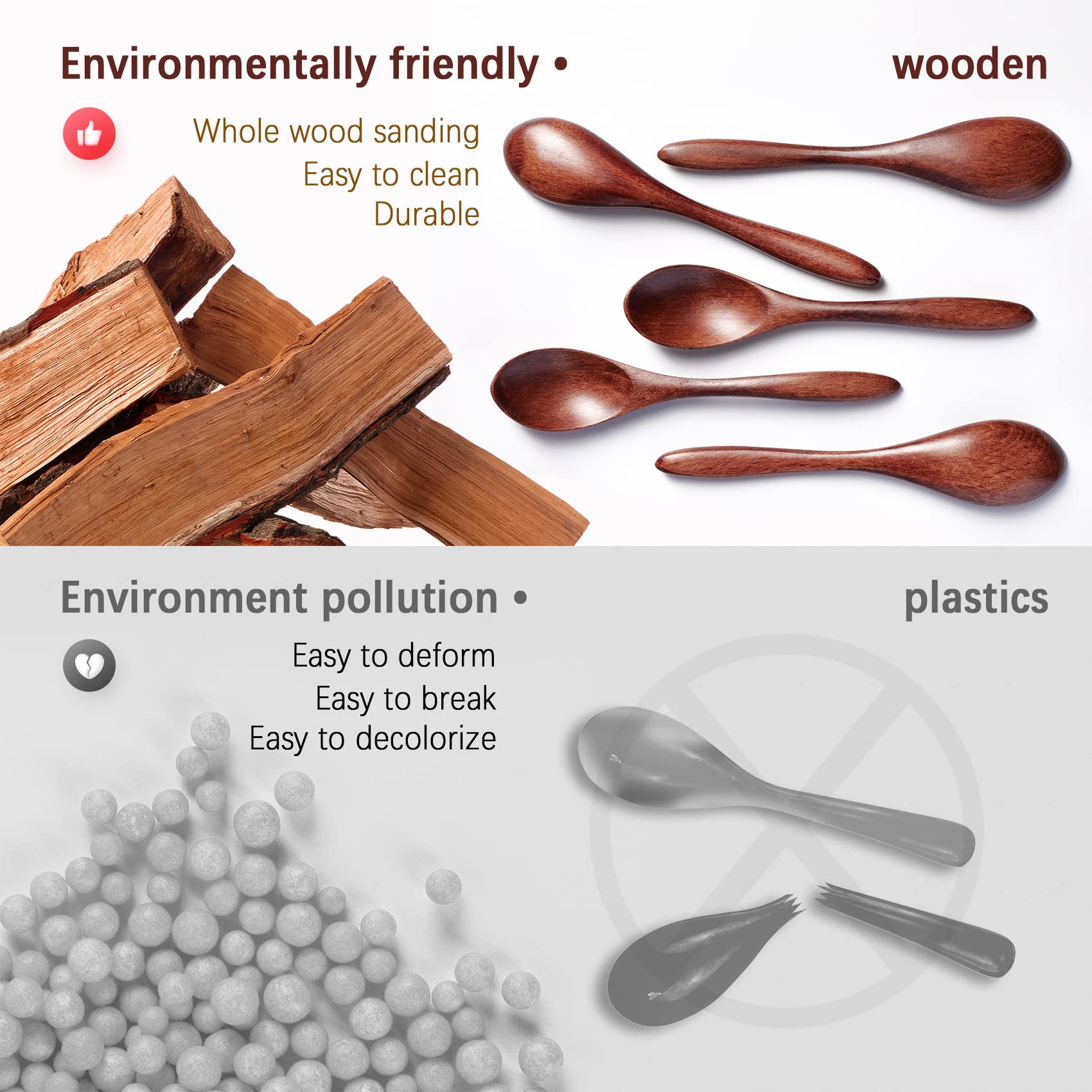 Hefild 7 Pcs Small Wooden Spoons, 5.8 Inch Honey Spoons For Tea, Hardwood Wooden Honey Teaspoon For Coffee, Little Tiny Wood Spo