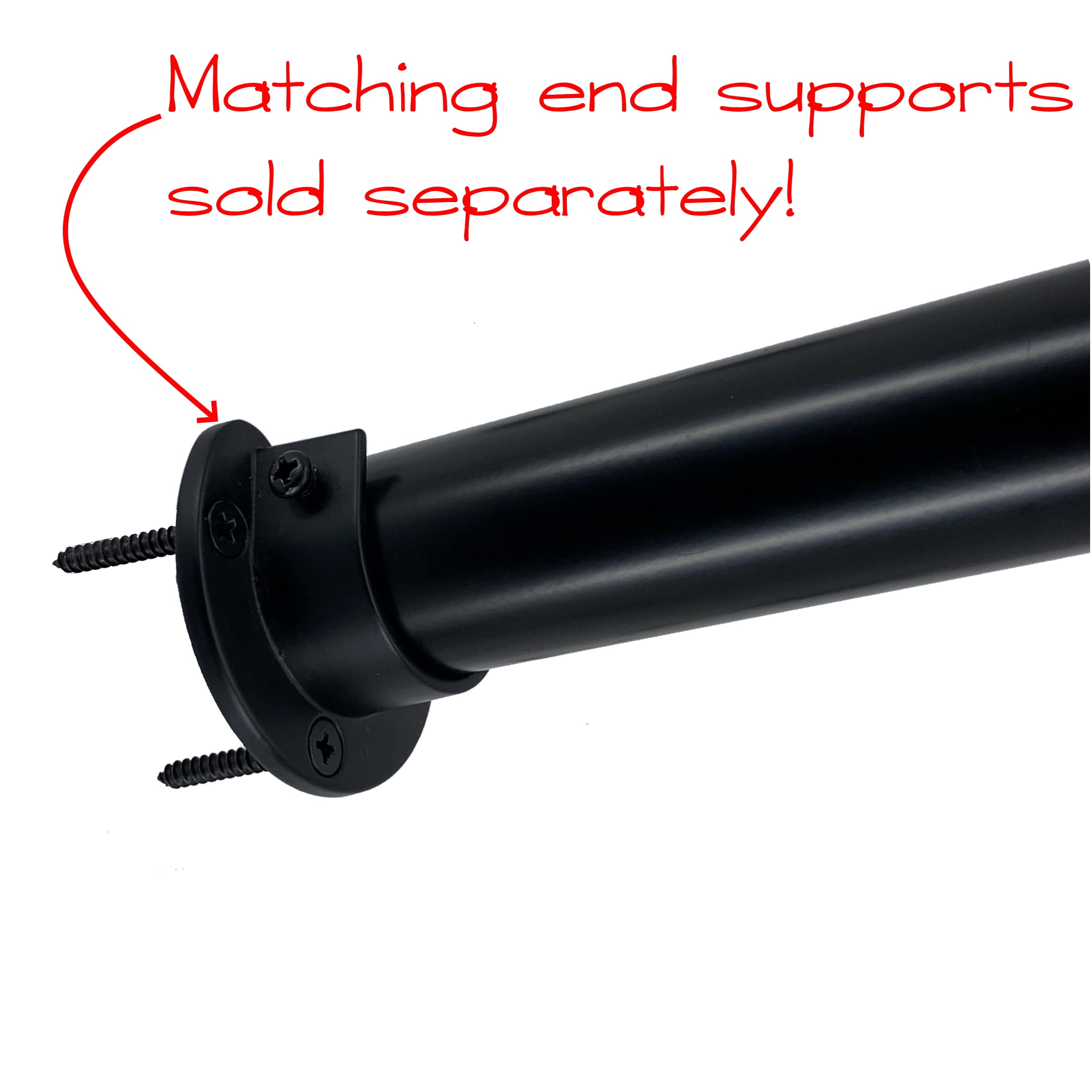 Desunia 72'' Heavy Duty Round Closet Rod | 32Mm Diameter | Black Clothes Pole | 1 Pack