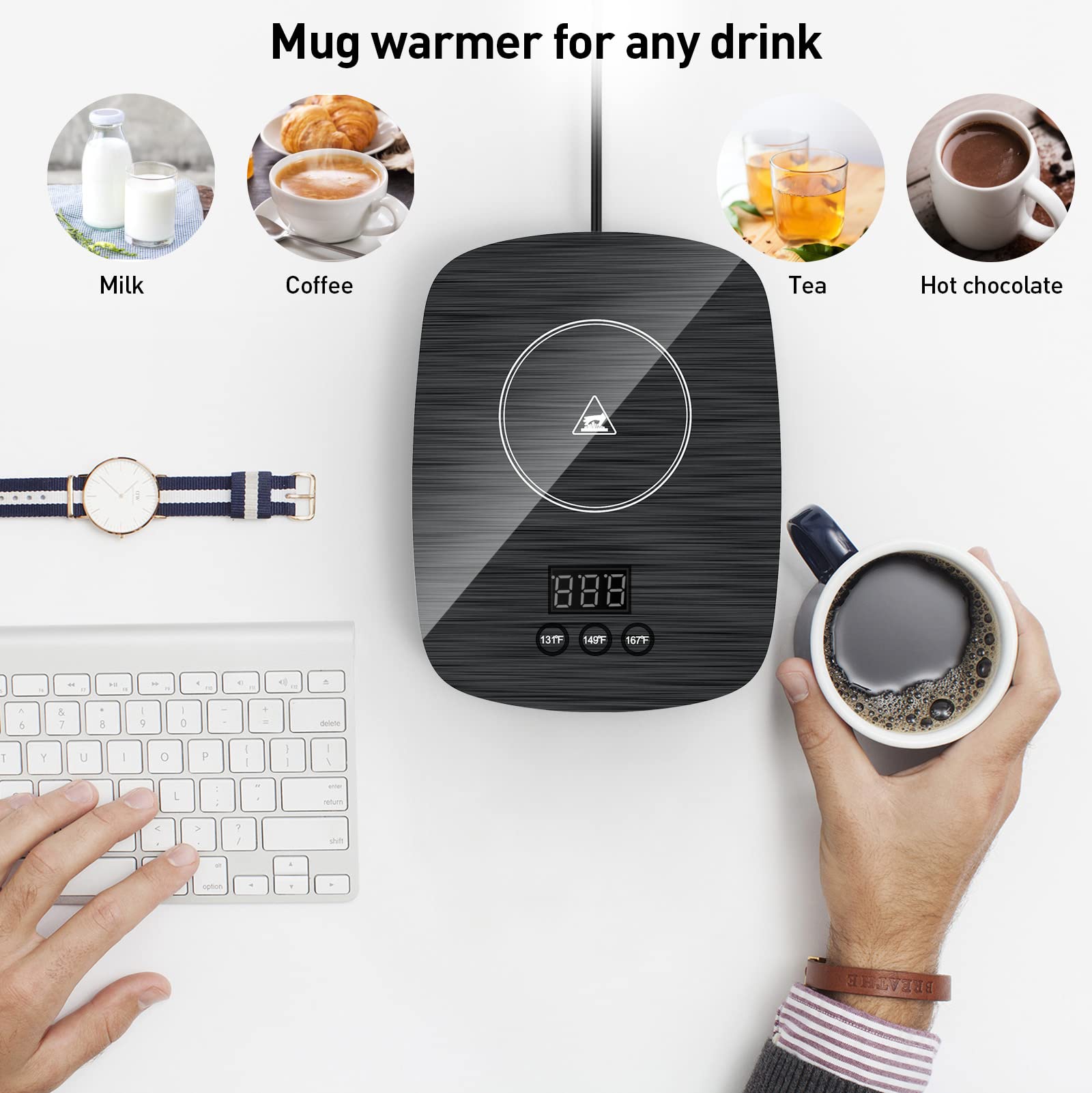 Mug Warmer,Coffee Warmer For Desk Office Home Use, Electric Cup Warmer With Three Temperature Settings,Coffee Hot Plate For Coco