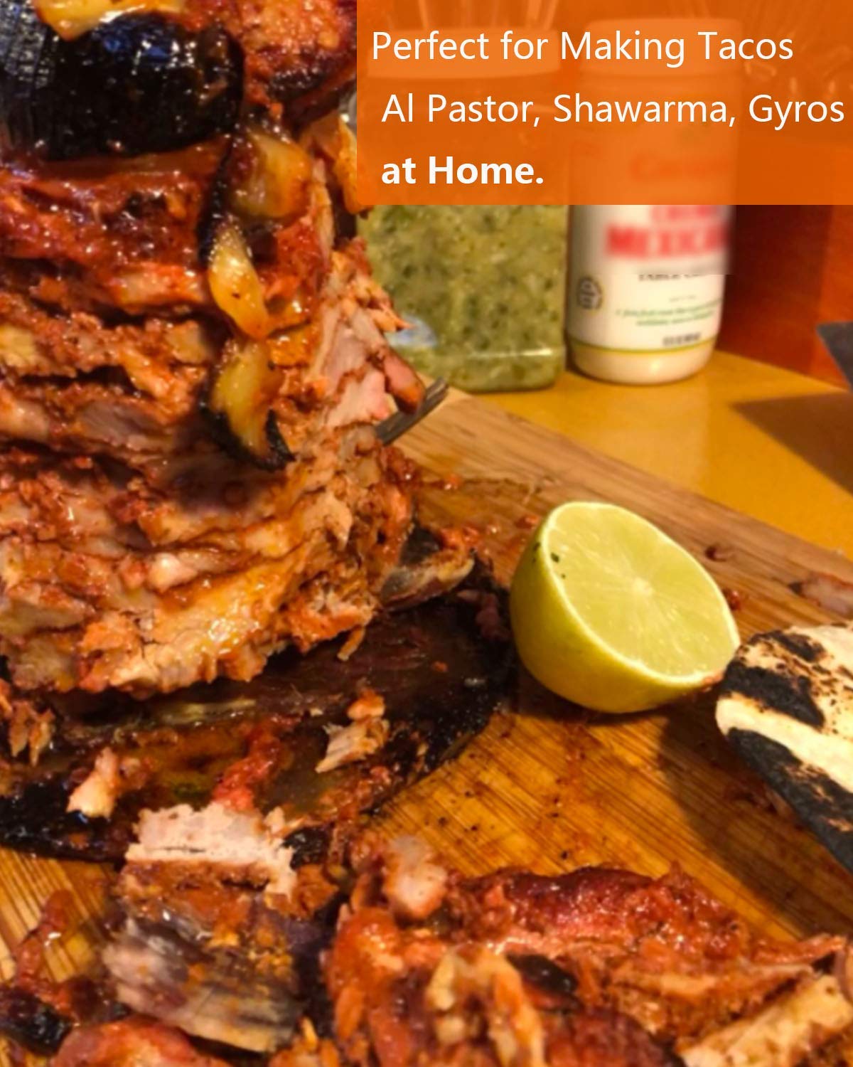 Dolamoty Bbq Vertical Rotisserie Vertical Skewer For Al Pastor Chicken Gyro Meat Hack Gaucho, For Home Made Tacos Al Pastor, Sha