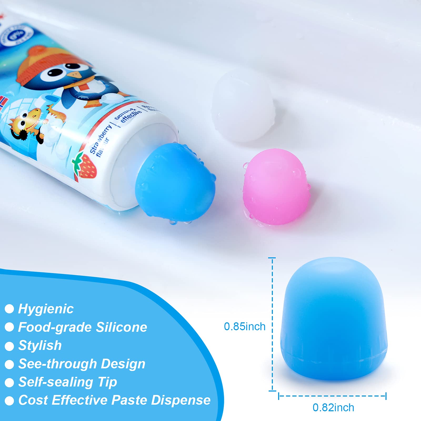 6 Pack Silcone Toothpaste Cap, Tnvee Reusable Self Closing Toothpaste Squeezer Dispenser With Organizer Box For Kids And Adults