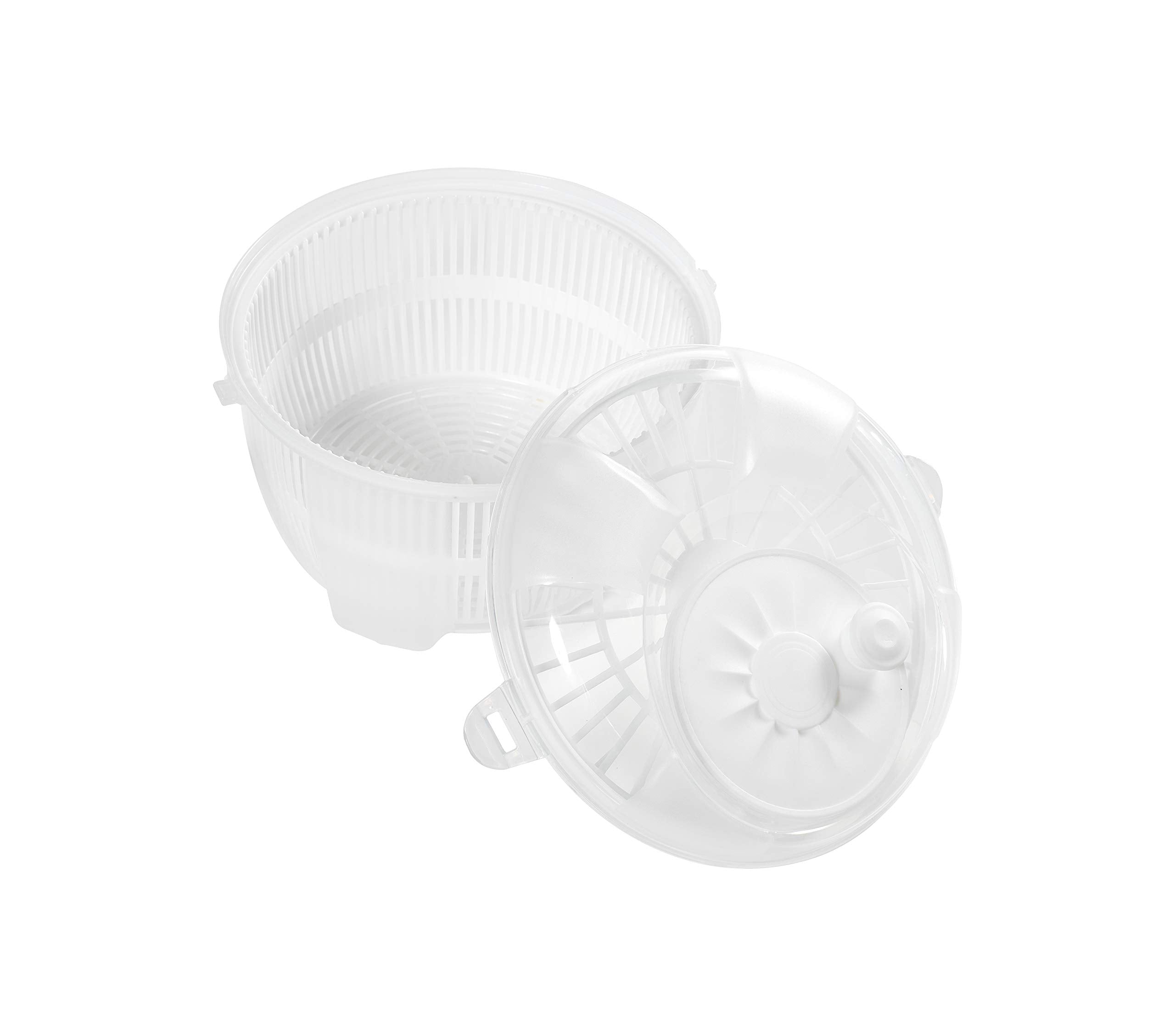 Mabel Home Salad Spinner, Salad Tosser And Mixer, 5,5 Quart, Vegetable Spinner -Extra Salt&Pepper Shaker Inc. (White)