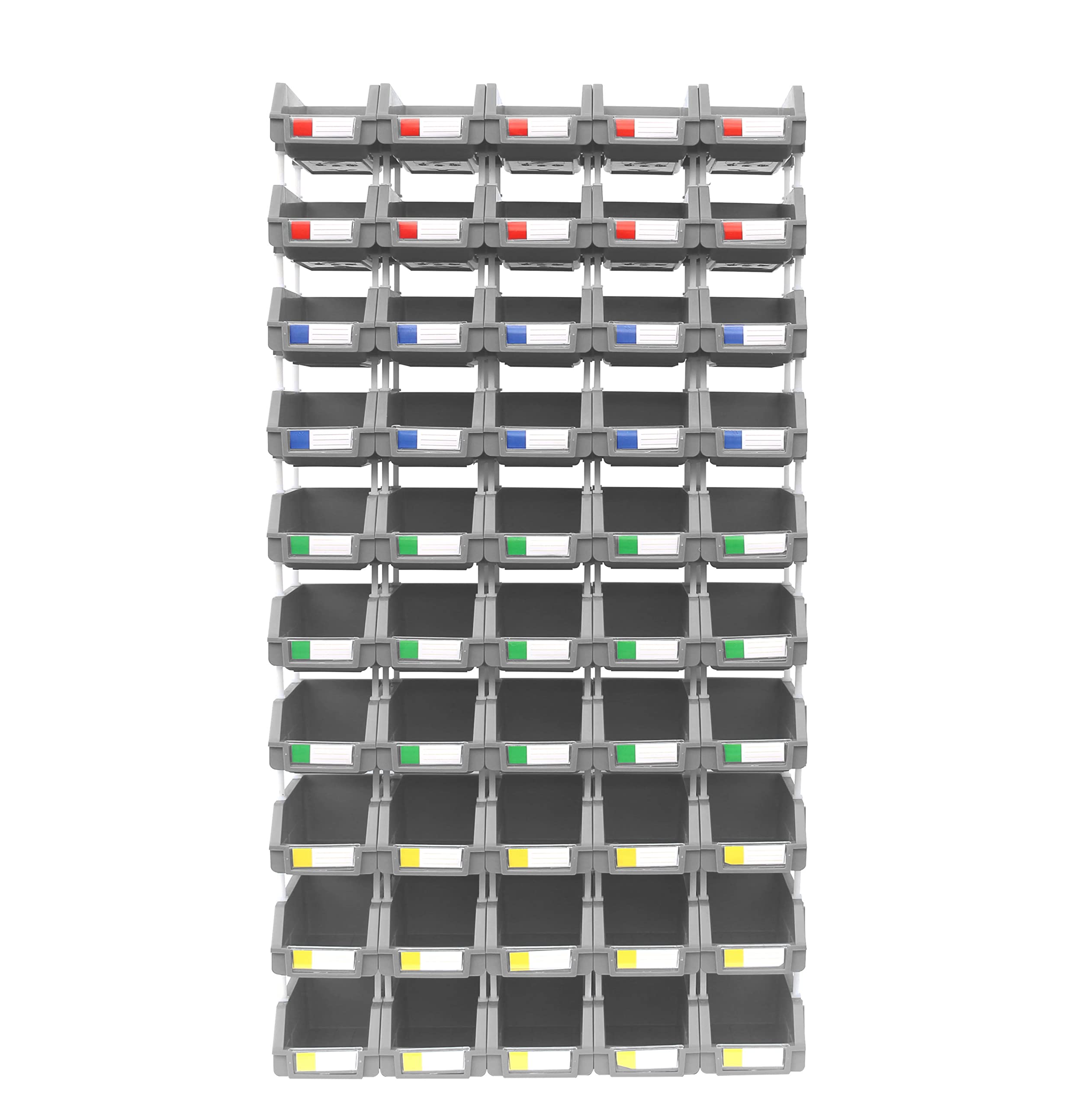 Djc Supply Heavy Duty Thermoplastic Storage Bin Organizer, Stackable, Hangable, Side-Connect (Grey (8 Pack), Medium 5.9'' X 9.4'