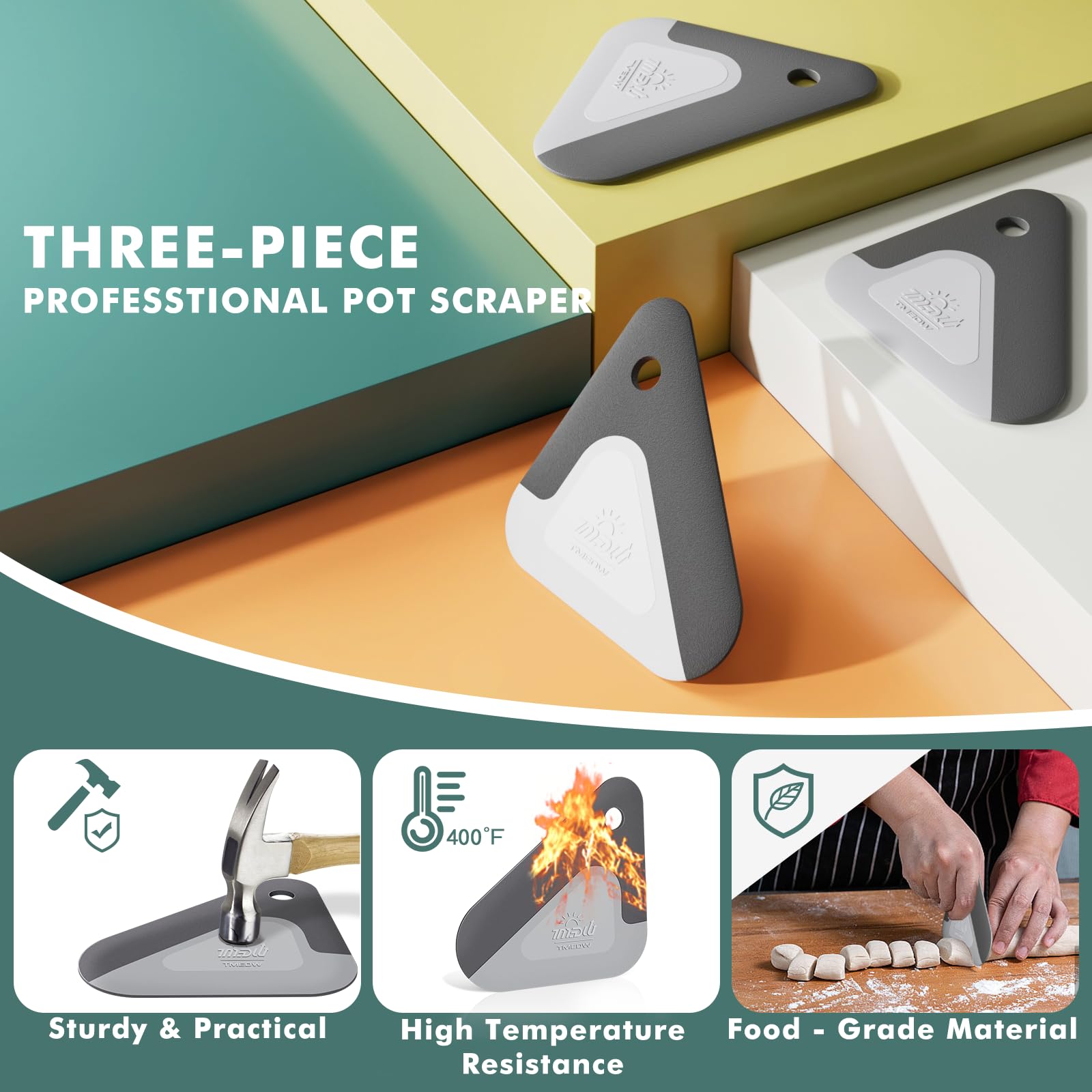 Food Scraper, 2-In-1 Pot And Pan Dish Scraper, Nylon And Silicone, Kitchen Scraper Tools For Cast Iron Skillets, Cookware, Dishe