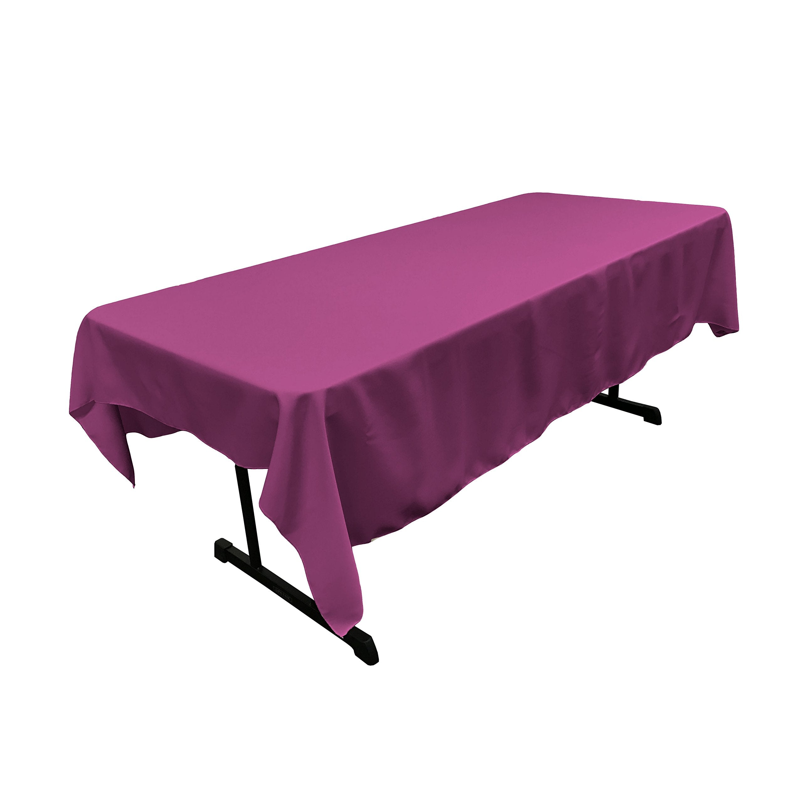 LA Linen Polyester Poplin 60 by 90-Inch Rectangular Tablecloth  Magenta