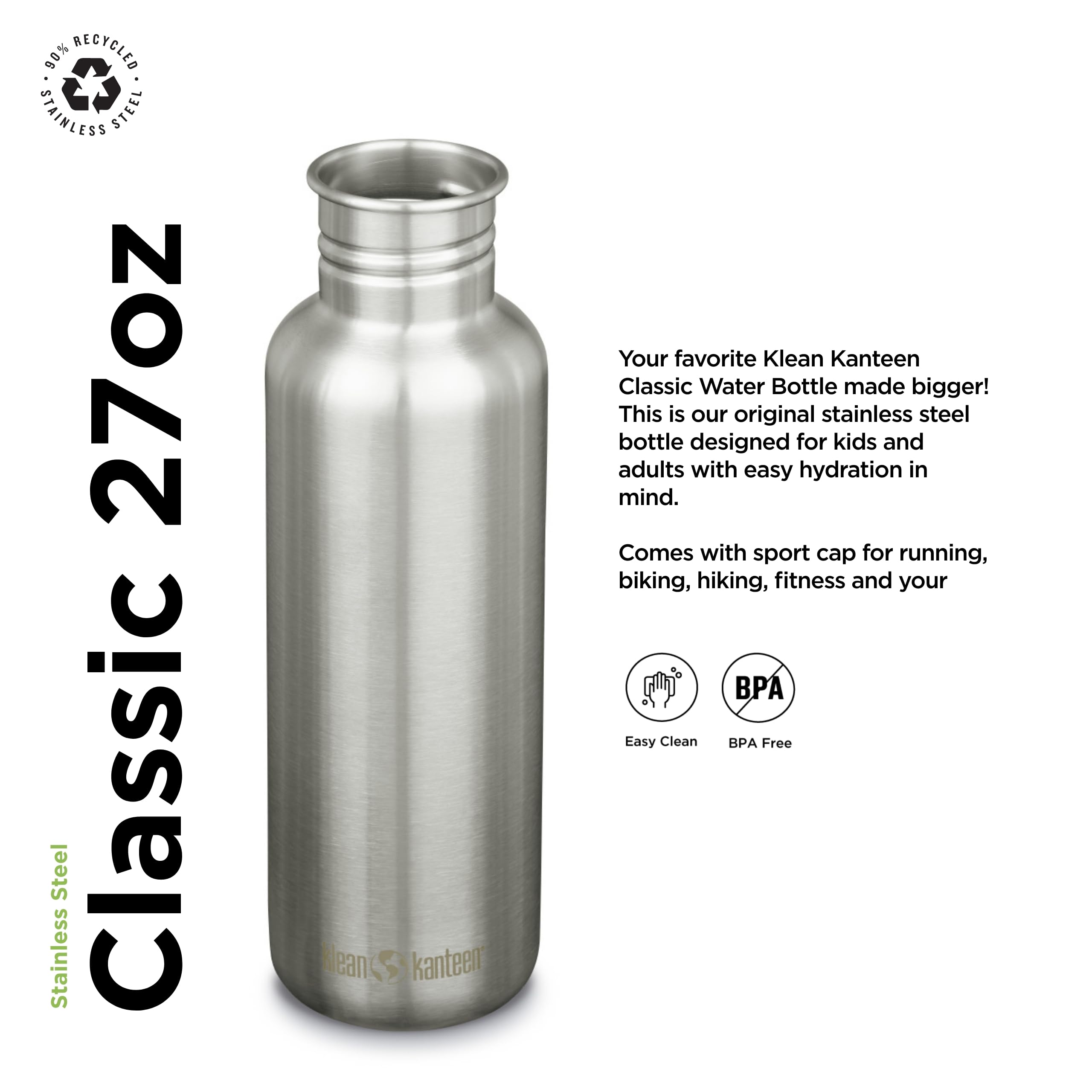 Klean Kanteen Classic 27Oz (W/Sport Cap) Tiger Lily