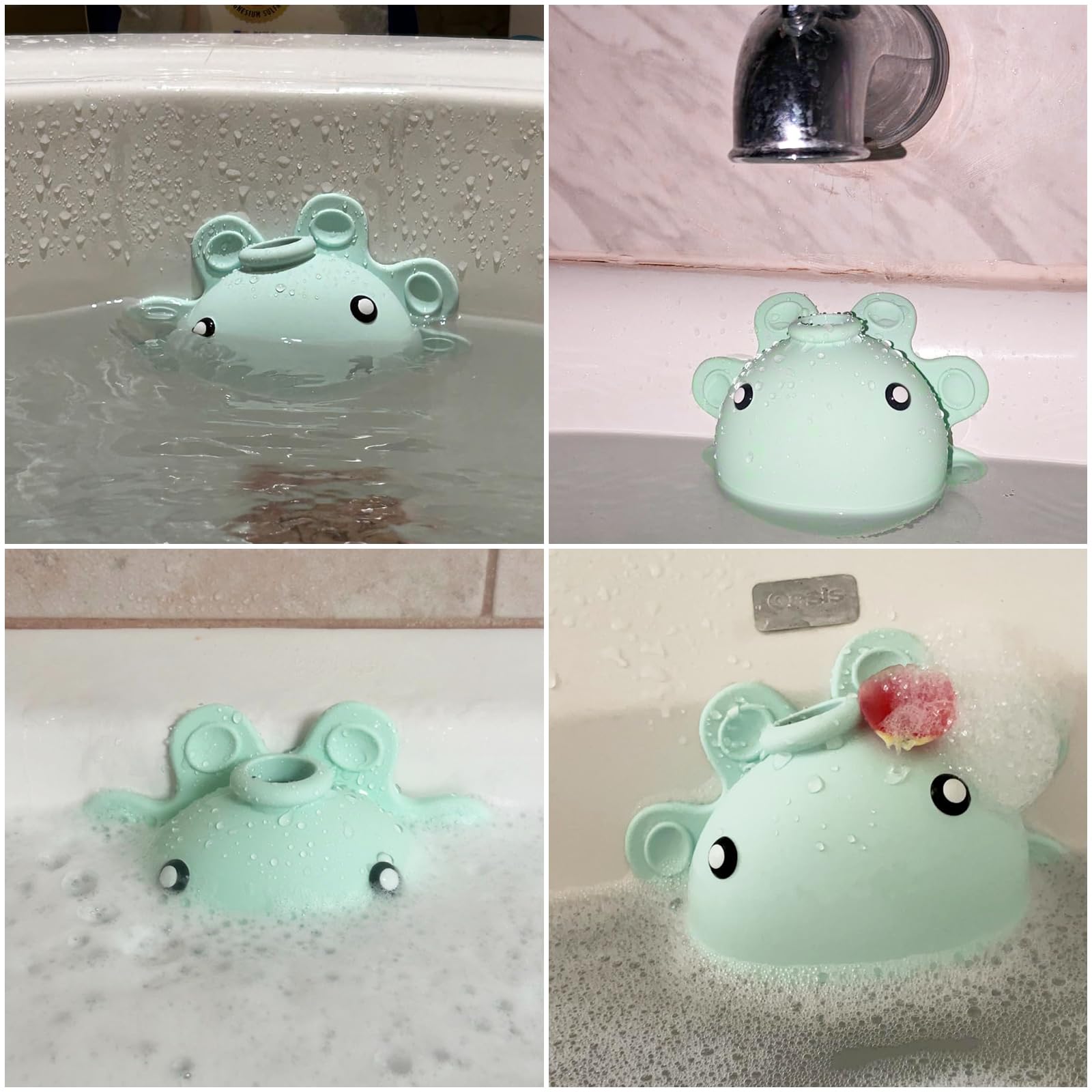 Roslim Bathtub Overflow Drain Cover - Silicone Octopus Stopper with Suction Cups, Aqua Green, Model ZCXZY-Green