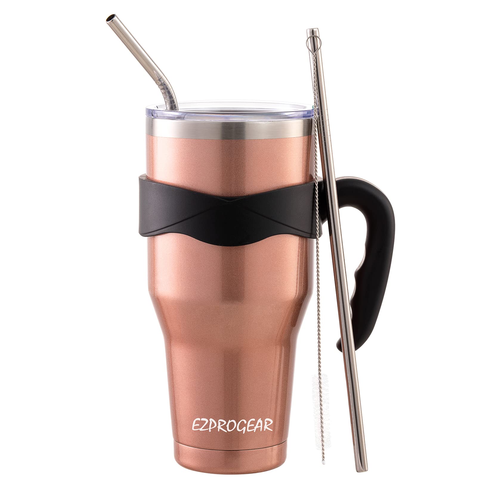 Ezprogear 40Oz Stainless Steel Insulated Tumbler With Lid And Straw Double Wall Coffee Mug (Rose Gold)