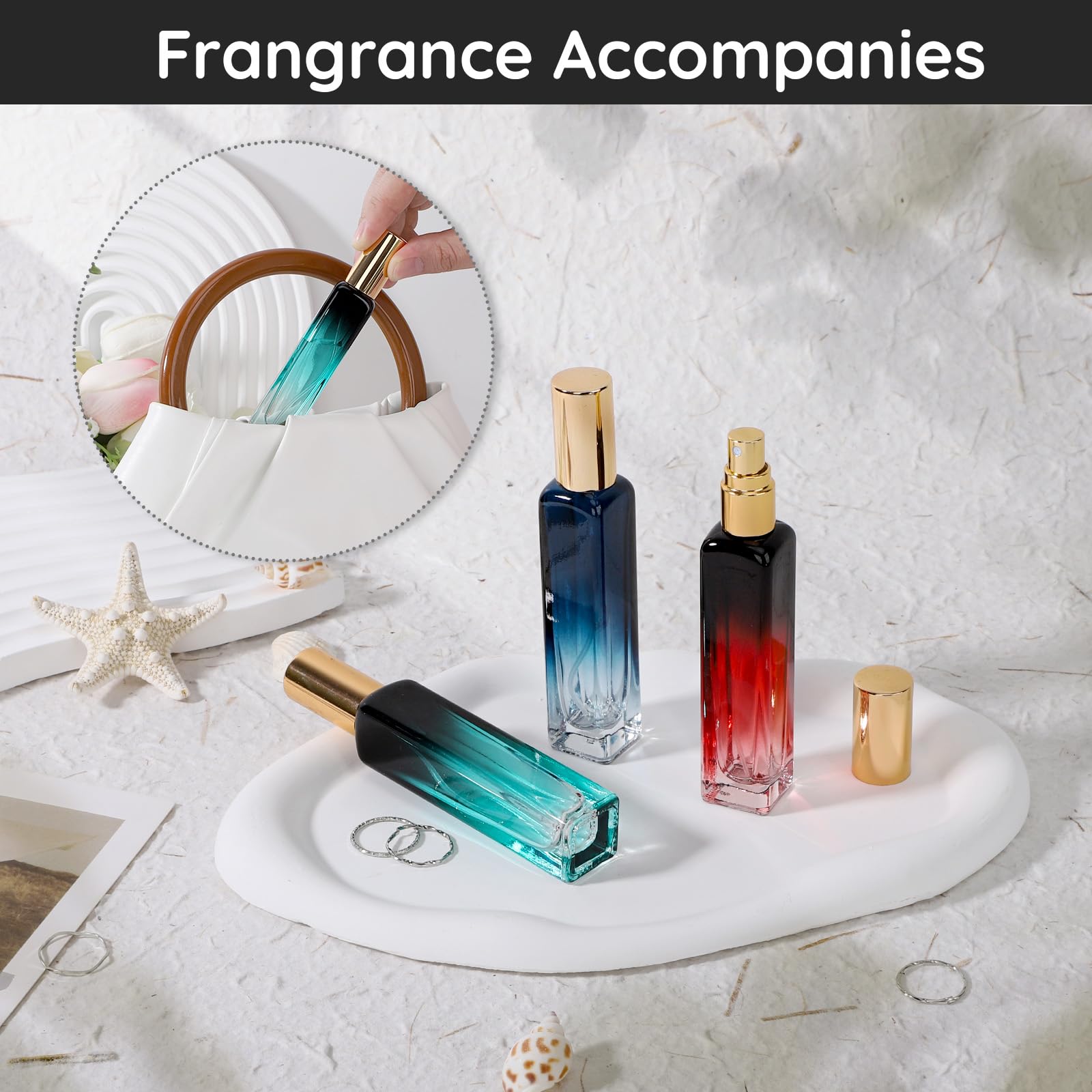 Segbeauty 0.5Oz Mini Travel Spray Bottle, 3Pcs Glass Perfume Atomizer Spray Bottle Refillable, 15Ml Empty Perfume Sprayer Dispen