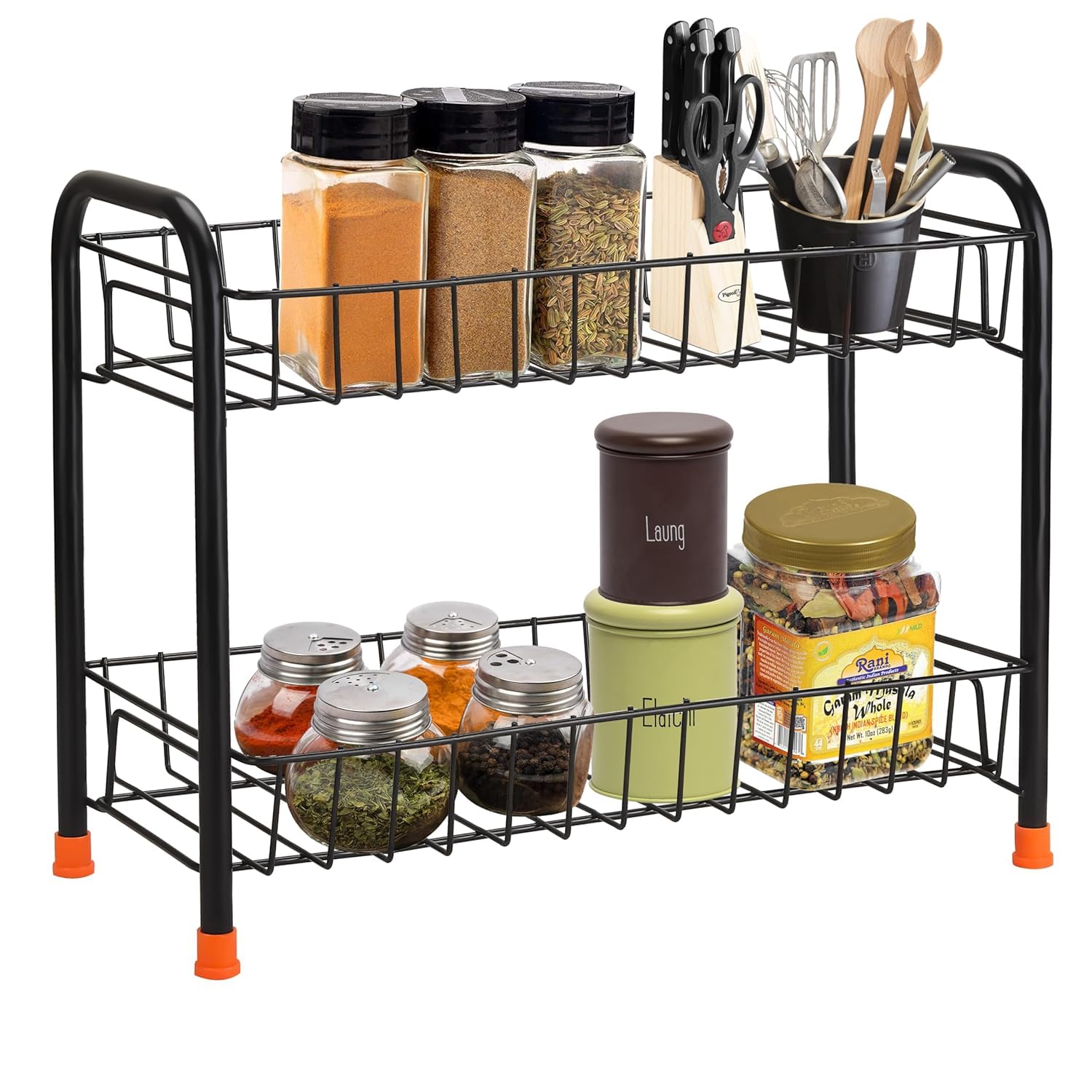 Techsrmaji 2Tier Kitchen Rack Multipurpose Foldable Storage Rack, Shelf Shelves Stand Rack, Countertop Storage And Organizer, K
