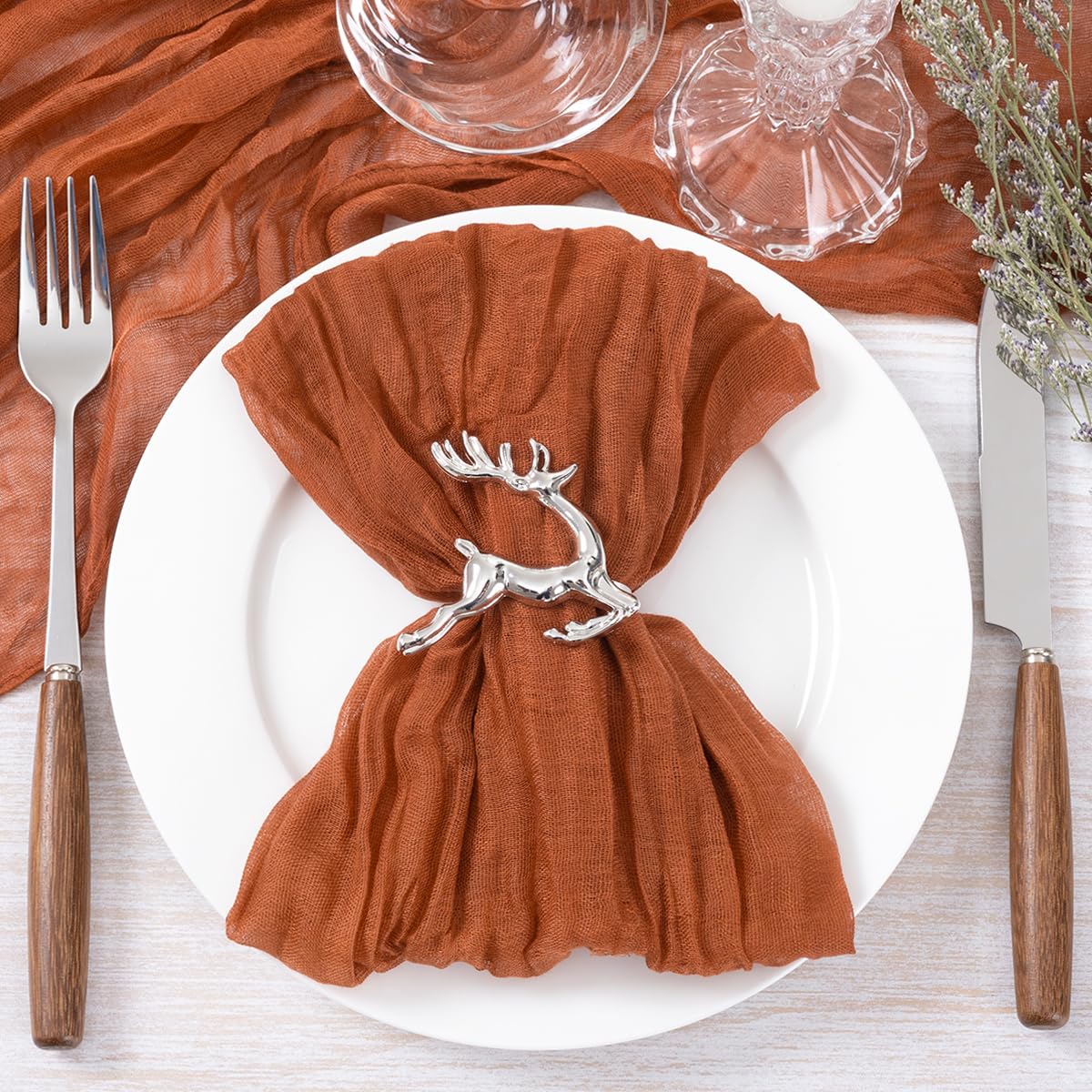 Socomi Terracotta Cheesecloth Napkins Easter Spring Napkins Set Of 10 Boho Washable Dinner Table Napkins For Wedding Party Baby