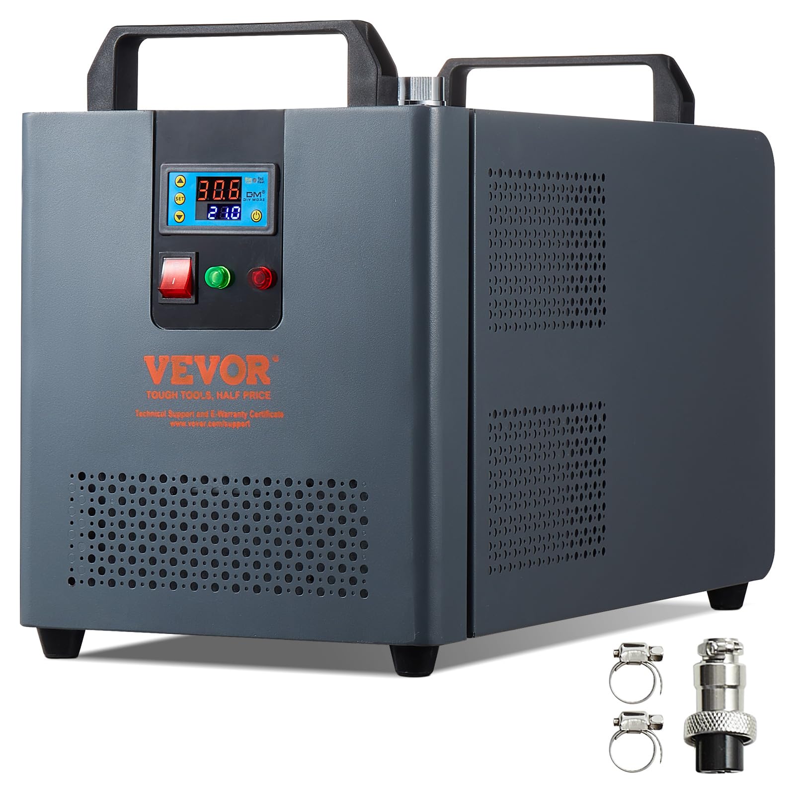 VEVOR Industrial Water Chiller, KH-6000, 200W Industrial Water Cooler with Compressor 7.8 L/min Max Flow Rate, for 60W 70W 80W 9