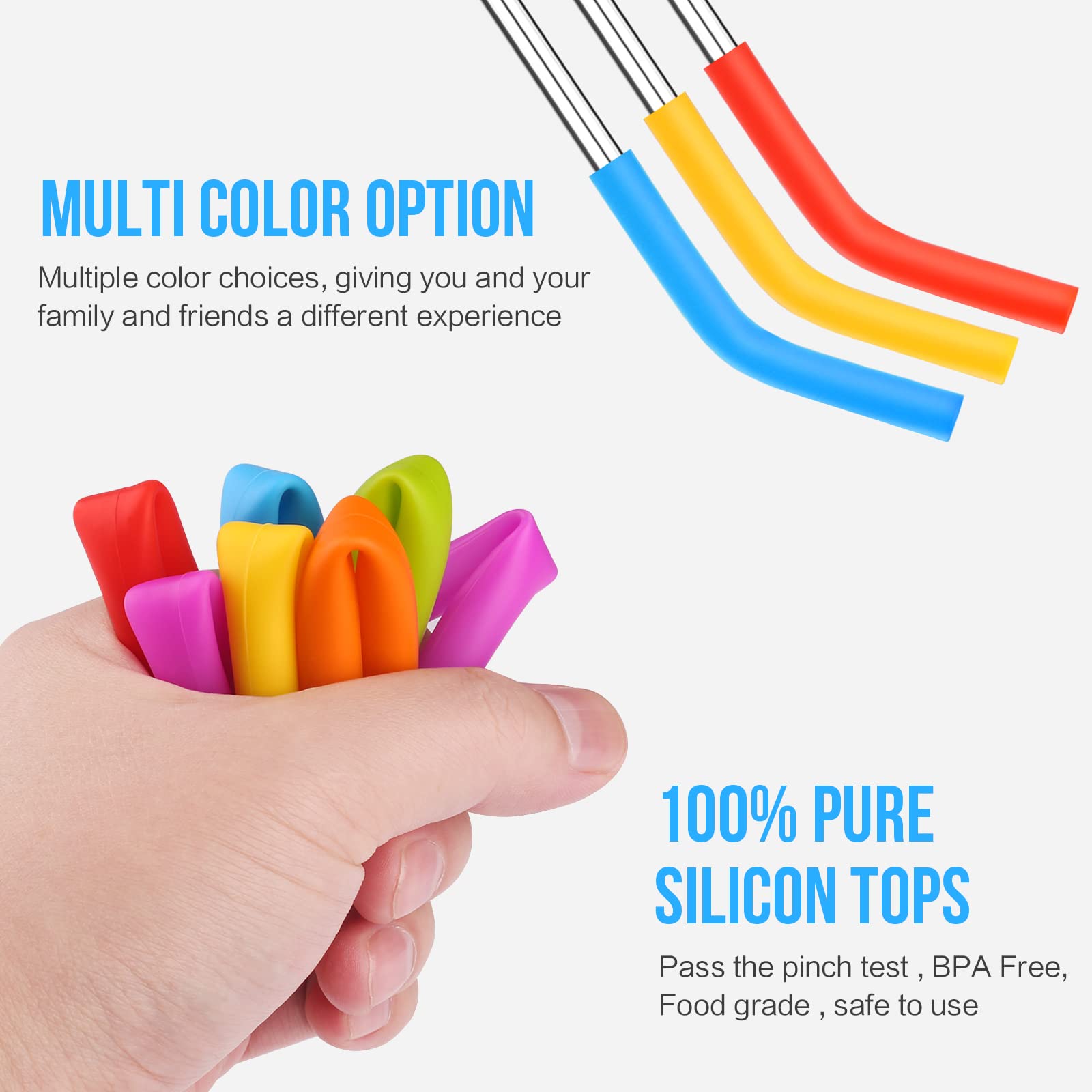 12Pcs Silicone Straw Tips- Food Grade Rubber Metal Straws Tips Covers Only Fit For 1/3 Inch Wide(8Mm Outdiameter) Stainless Stee