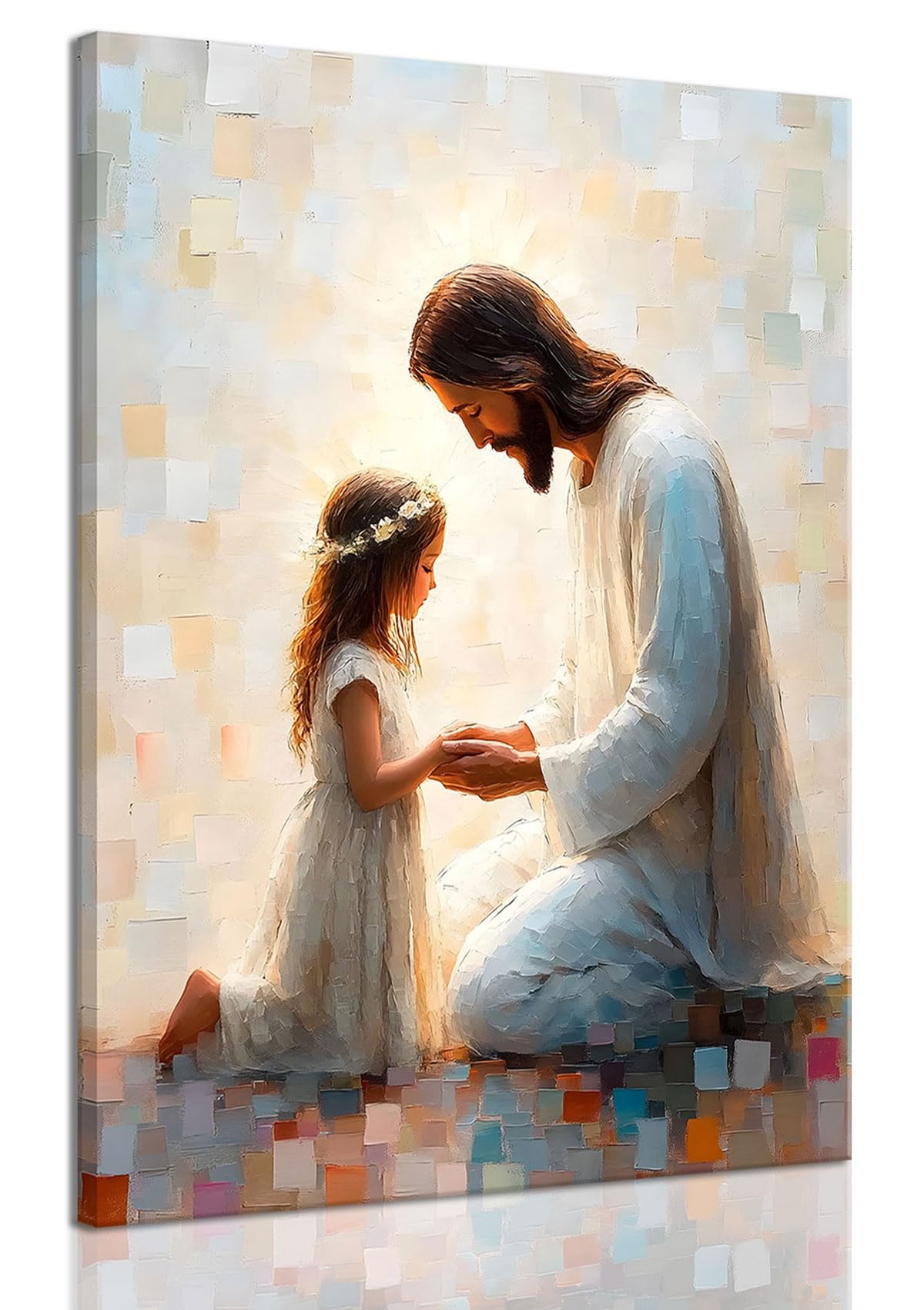 KISSFOX Jesus Christian Wall Art Jesus With Children Religion Faith Canvas Posters Prints Paintings Spiritual Aesthetic Praying 