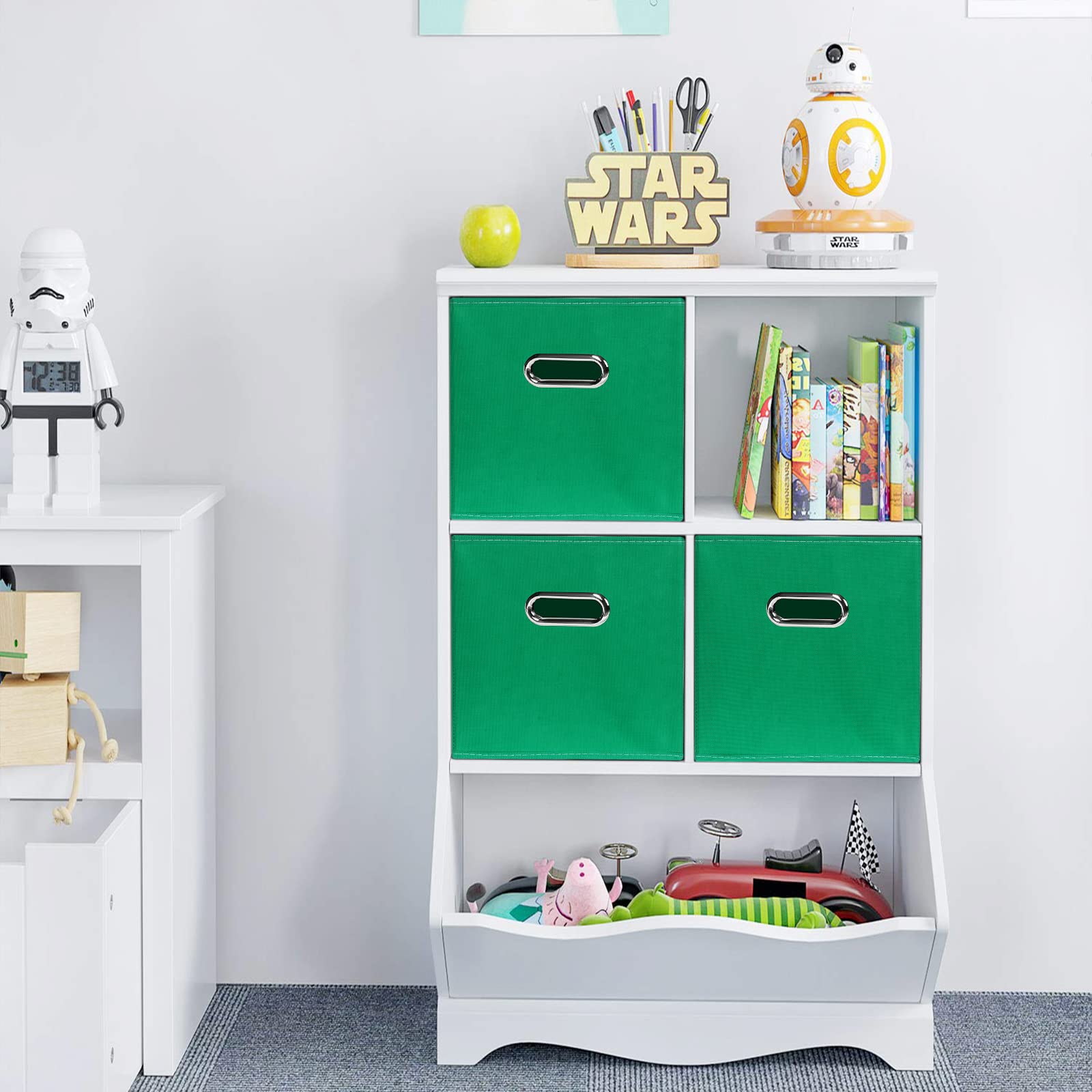 Yunkeeper Green Foldable Storage Bins, 11X11X11, Set Of 6, (Fabric Cube Organizer With Handle, For Cloth Or Accessory Storage)