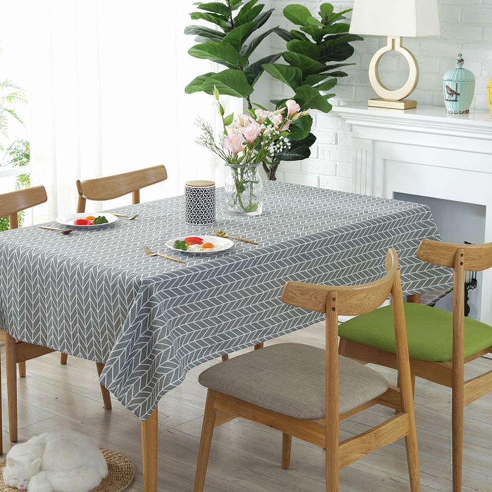 meioro Tablecloths Rectangle Linen Table Cloth Newest Design Cotton Hotproof Table Linens for Indoor and Outdoor (Grey  55'' x 86'')