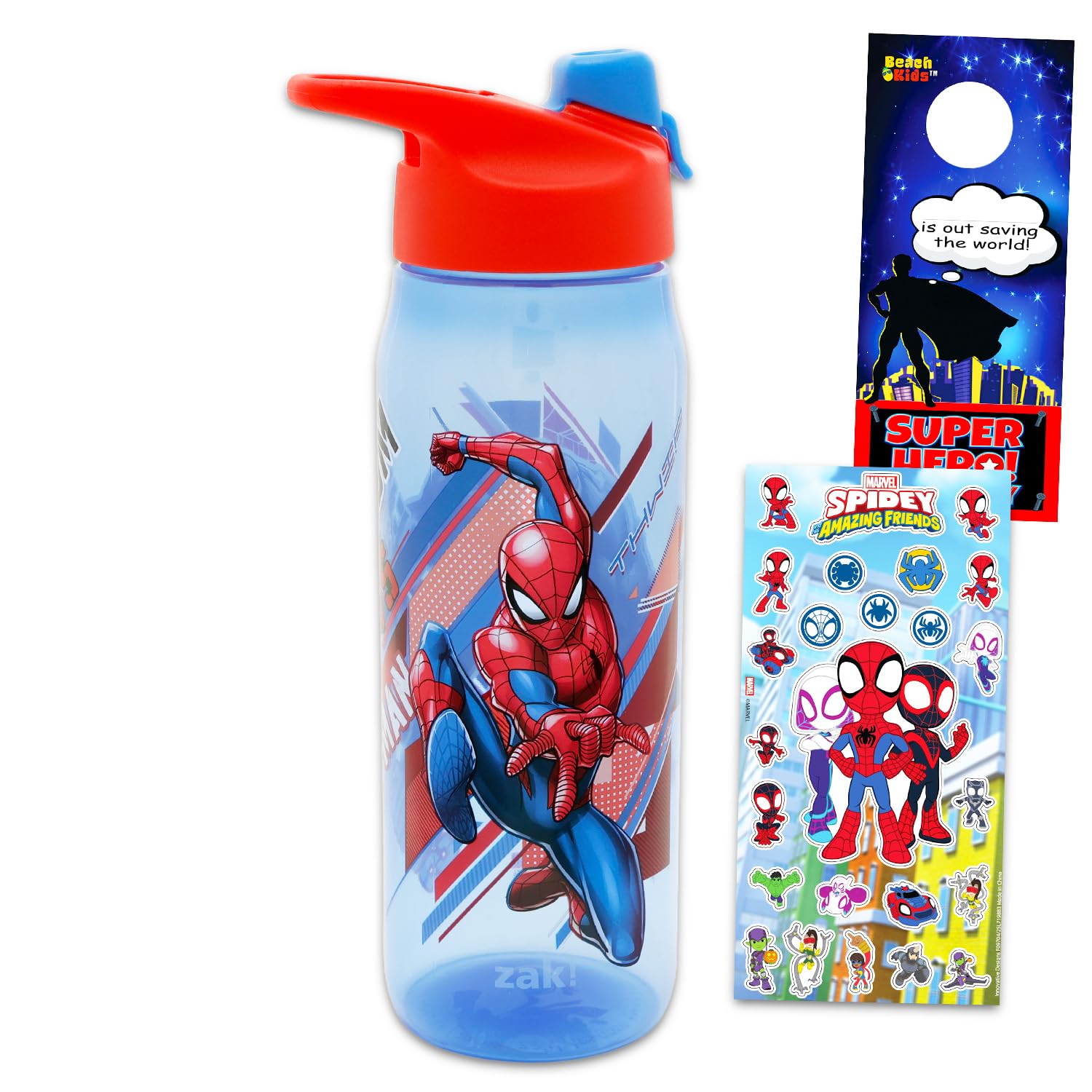 Marvel Spiderman Water Bottle Bundle School Supplies Set with 20 Oz Drinking Cup, Stickers, More | Spiderman Reusable Water Bott
