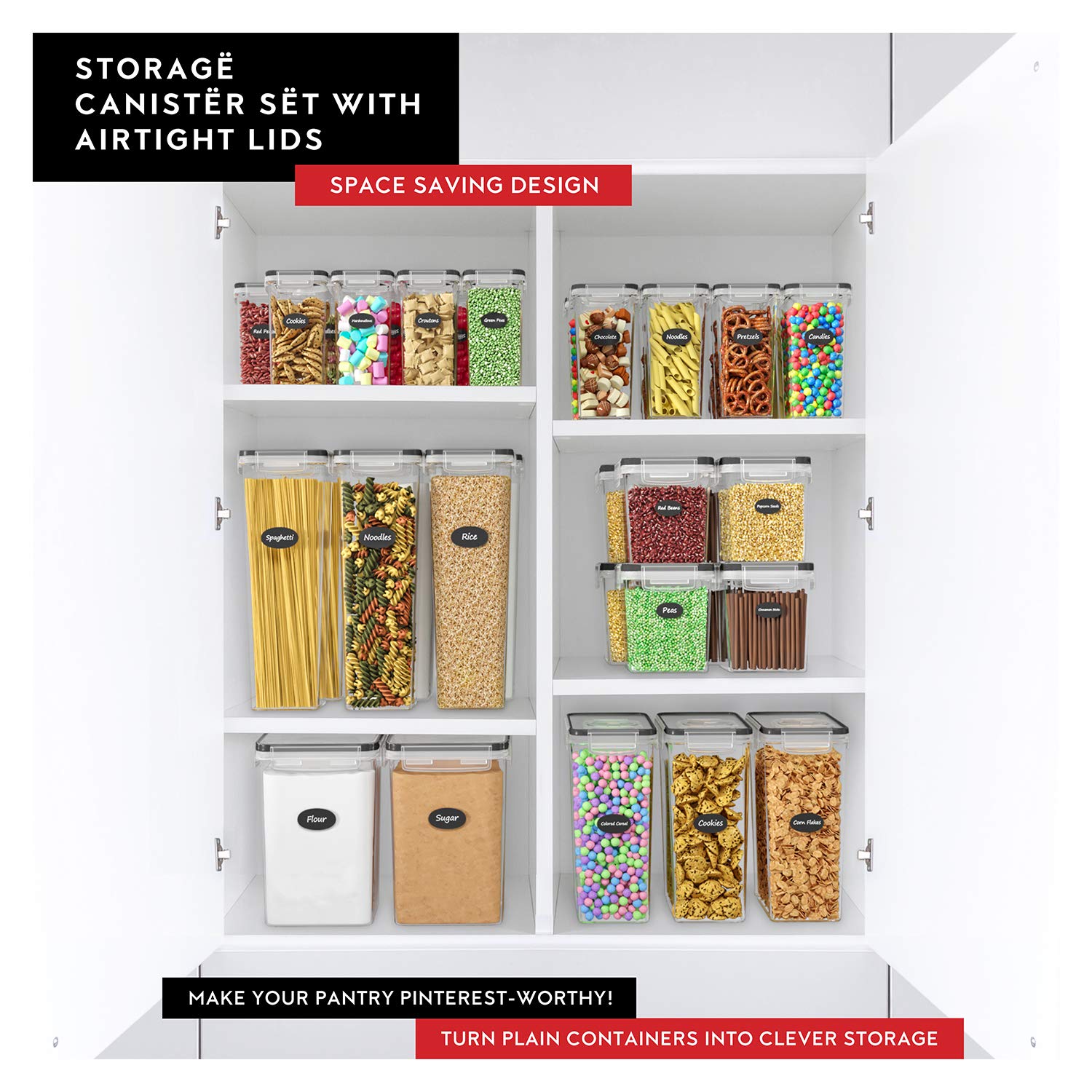 Dwllza Kitchen Extra Large Flour And Sugar Containers - 2 Pc Airtight Food Storage Containers For Pantry Organization And Storag