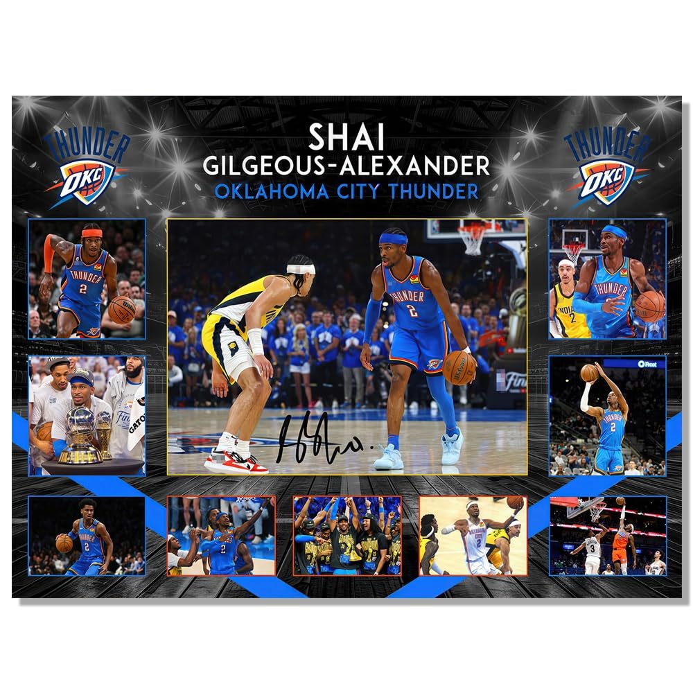 Menkarwhy Shai Gilgeous-Alexander Signed Poster For Kids Room Bedroom Wall Decor-Basketball Superstar Posters Canvas Art Print P