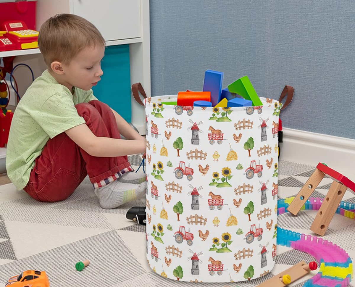 Ddbasket Kids Laundry Basket Farm Hamper For Nursery Boy And Girl Cute Kids Toys Storage Bin Organizer Room Decor For Home(Farm)