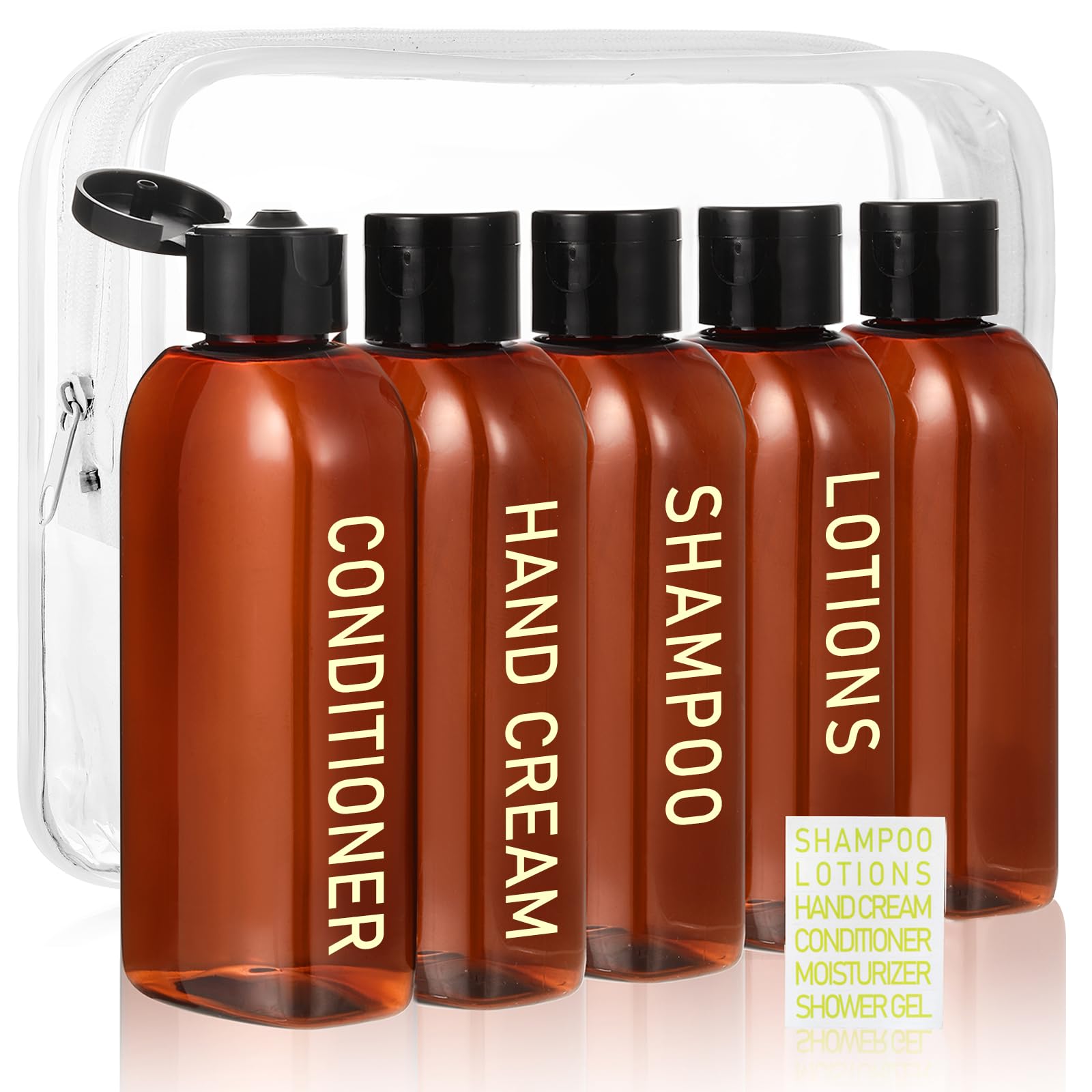 5 Pack Travel Bottles For Toiletries, 3.4Oz Tsa Approved Travel Size Containers, Leak Proof Refillable Travel Accessories For Sh