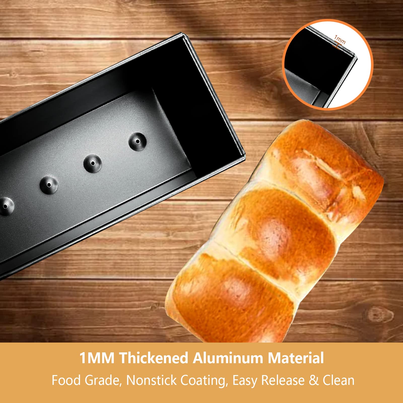 Ugyduky Pullman Loaf Pan With Lid Aluminumed Steel Pullman Loaf Pan Commercial Grade Non Stick Bread Pan With Lid (10X3.93X4.4In