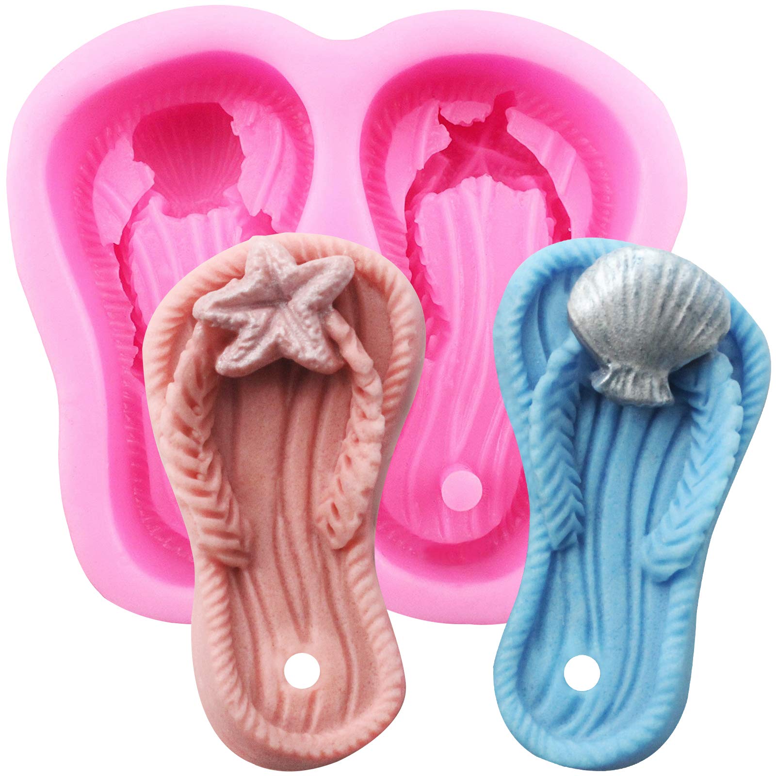 Funshowcase Large Flip Flop With Hole Candy Silicone Mold For Cake Decoration, Soap Making, Fondant Sugarcraft, Crafting Project