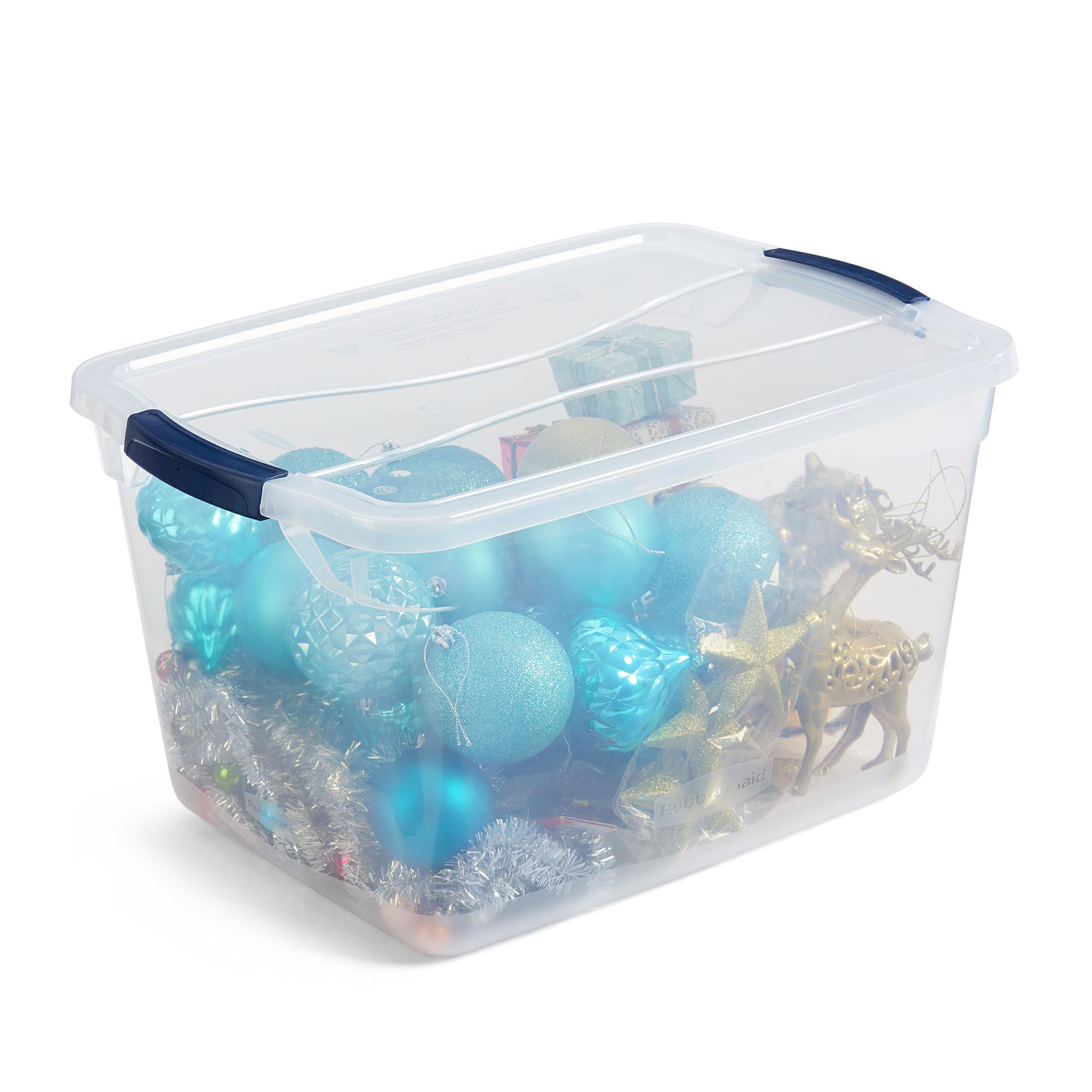 Rubbermaid Cleverstore Clear 30 Qt Pack Of 6 Stackable Plastic Storage Containers With Durable Latching Clear Lids