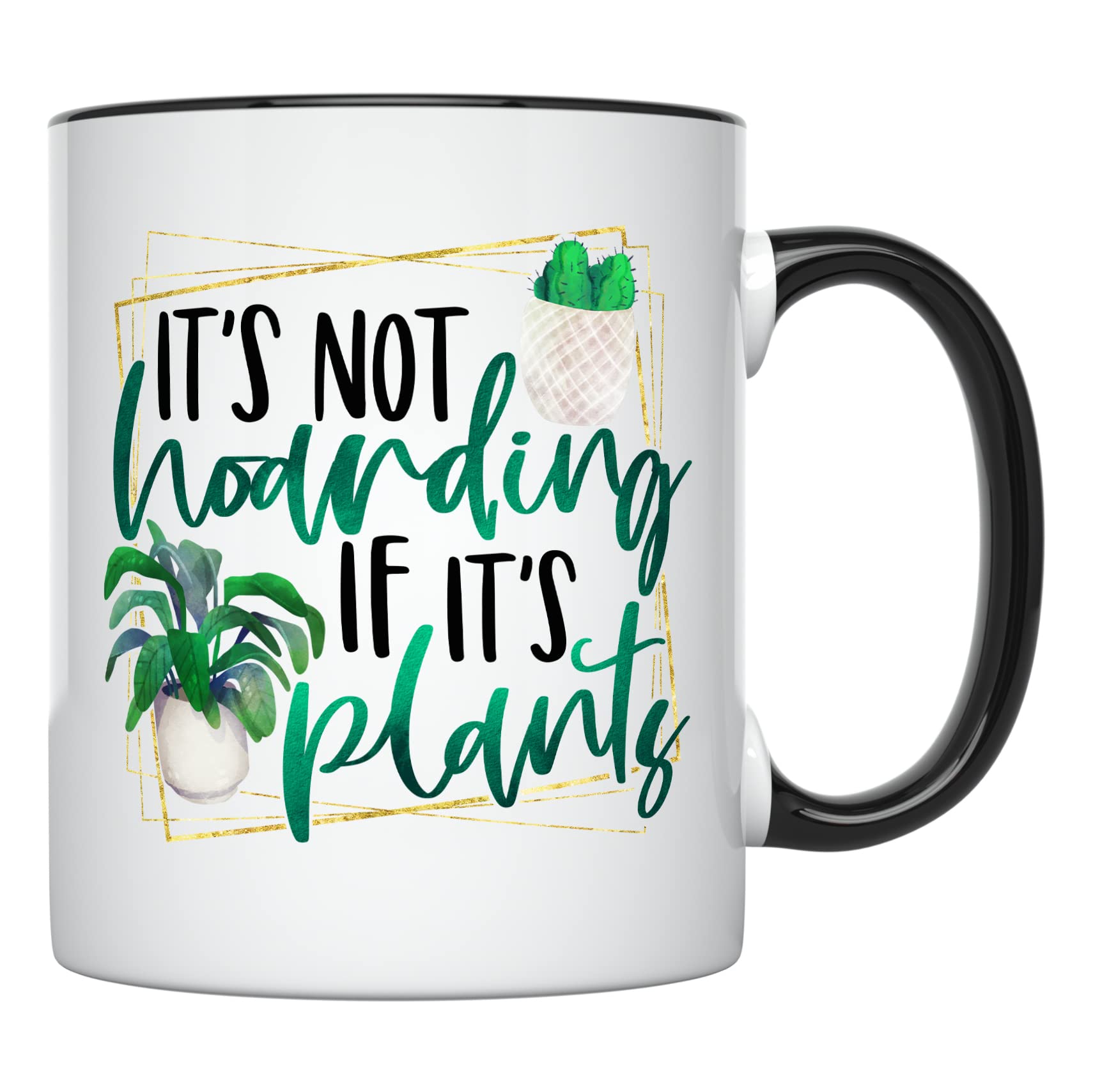 YouNique Designs It's Not Hoarding If It's Plants Crazy Plant Lady Mug, 11 Ounces, Plant Mug, Plant Coffee Mug, Plant Mom Mug, P