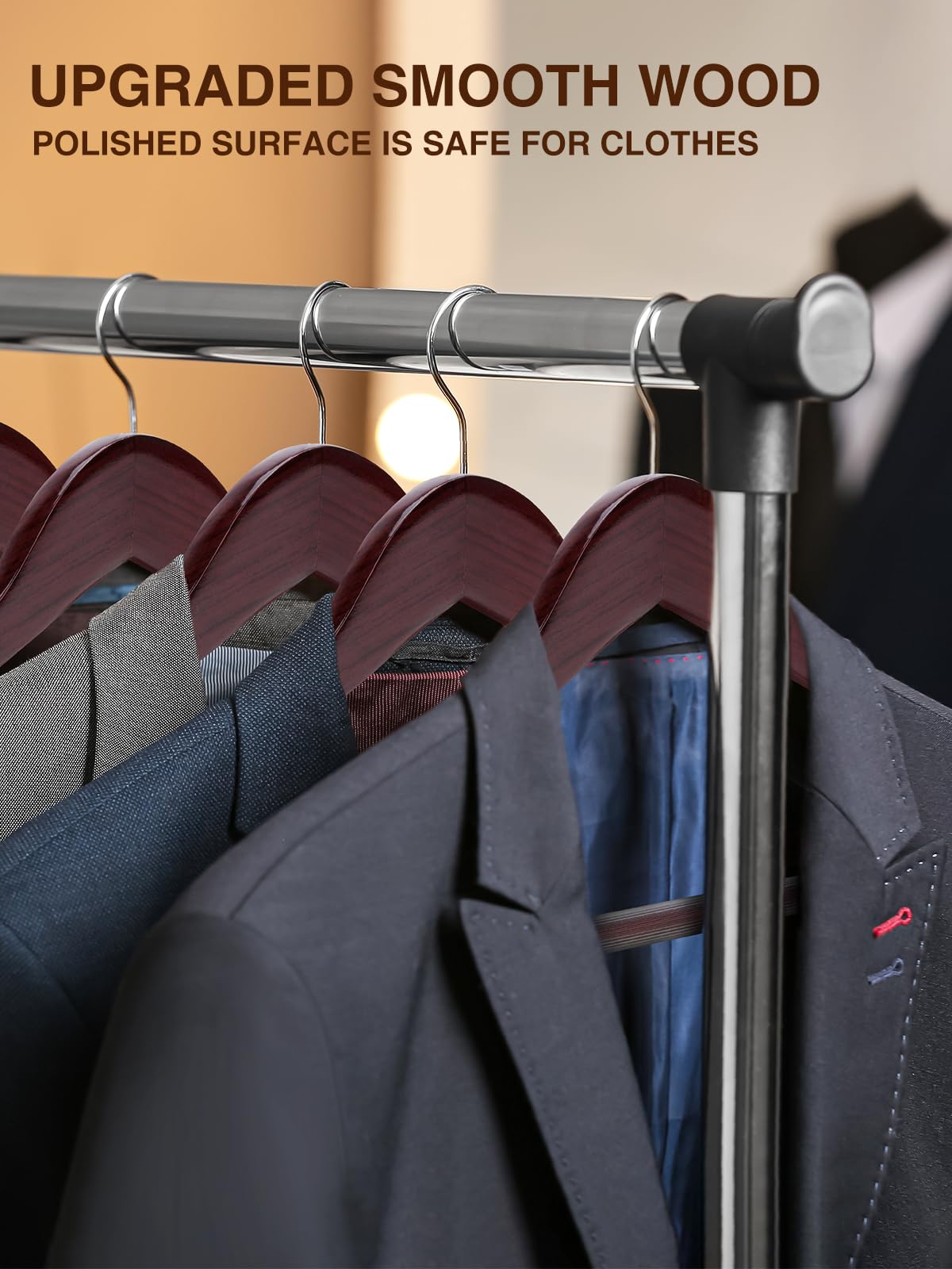 Smartor Suit Hangers For Men, 12 Pack - Wide Shoulder Wooden Suit Hangers With Non Slip Pants Holder, Wide Hangers For Suit, Coa