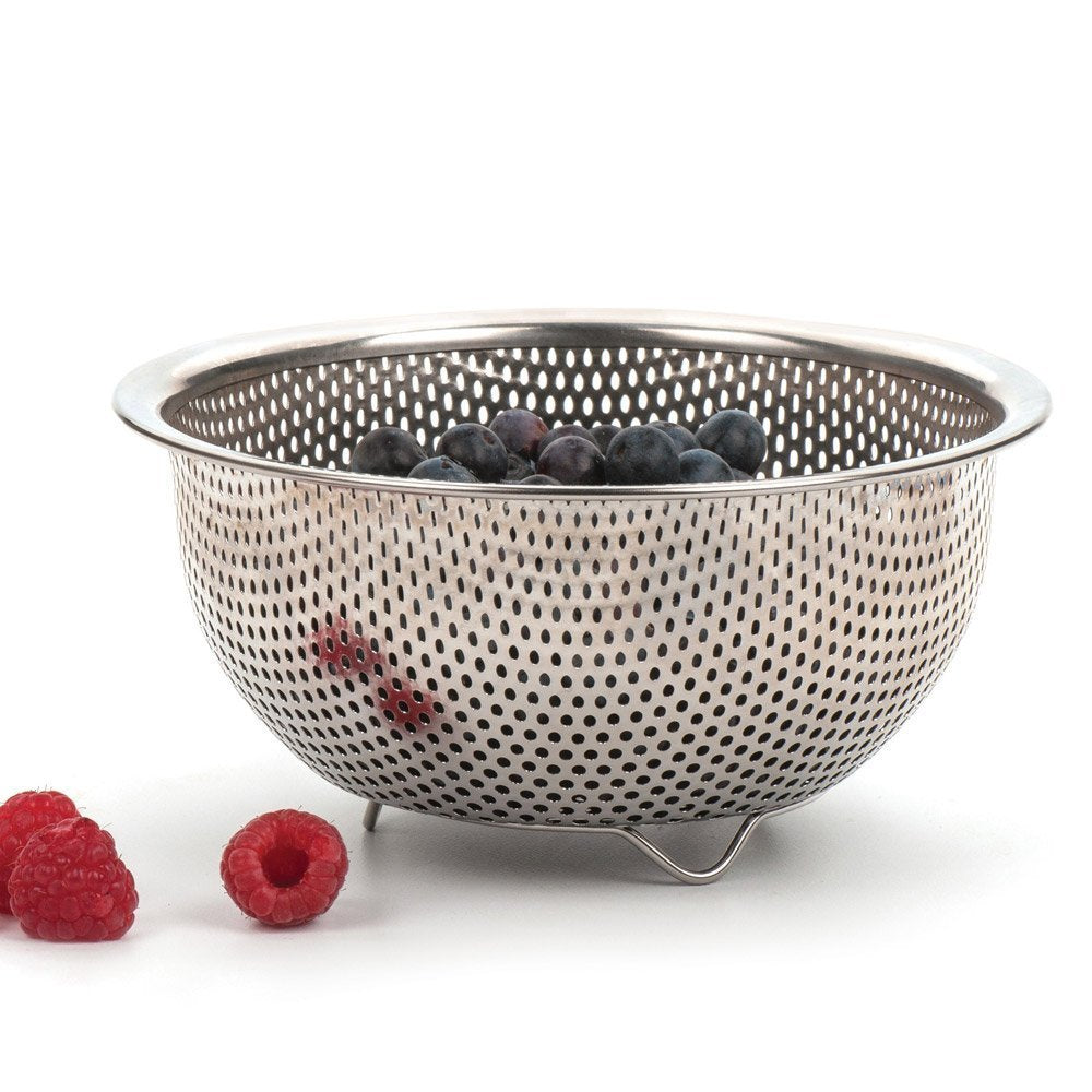 Rsvp International Endurance Kitchen Collection Colander Strainer, Berry, Pierced Stainless Steel