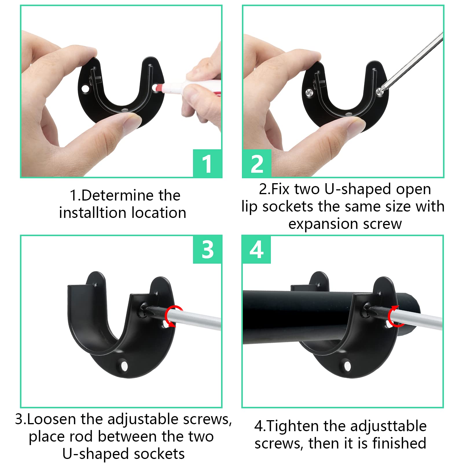 Suiwotin 8 Packs Stainless Steel Closet Rod End Supports 1-1/3 Inch Wardrobe Bracket Heavy Duty Closet Pole Sockets Flange Rod H