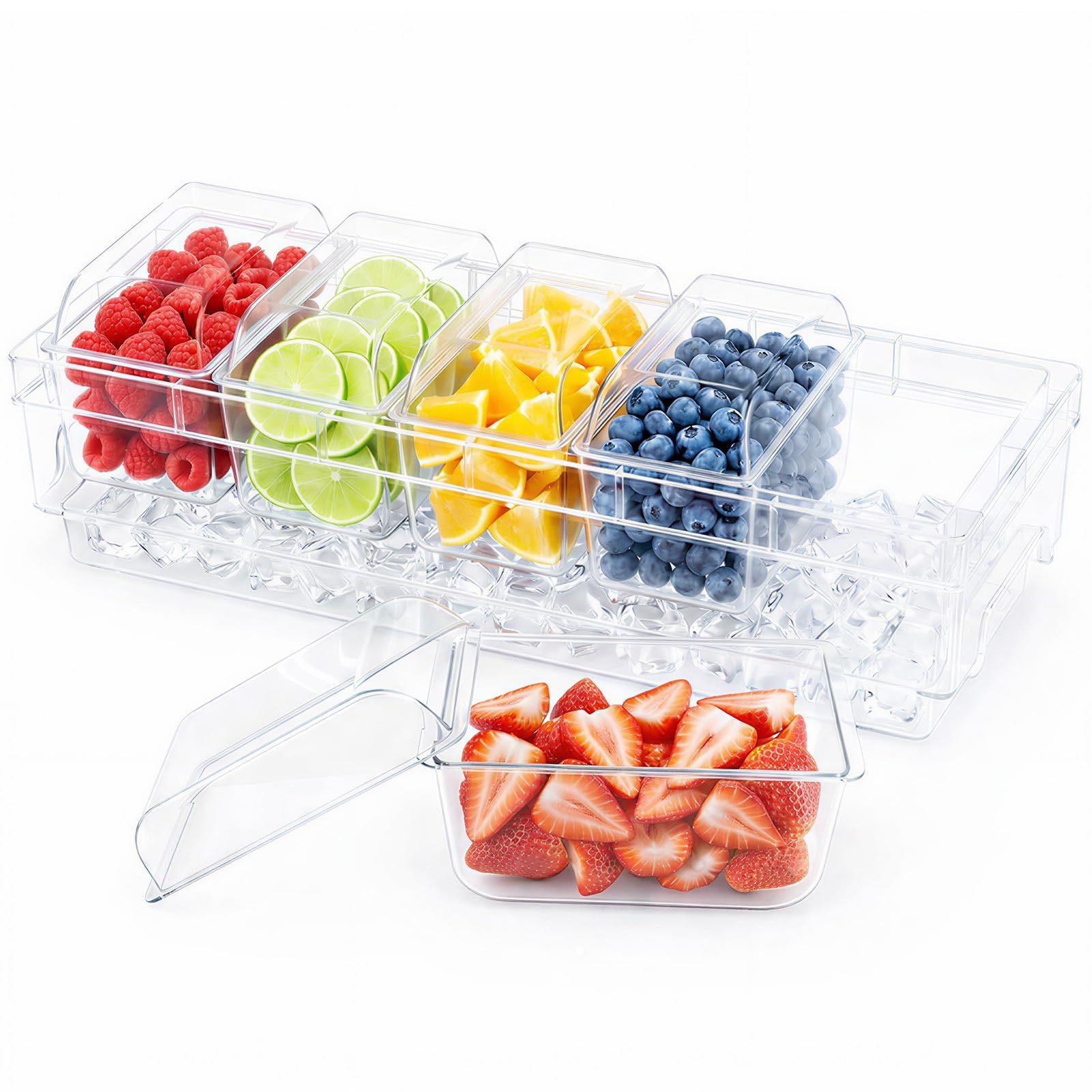 Lifewit Chilled Condiment Container with Individual Lids & Handle Design