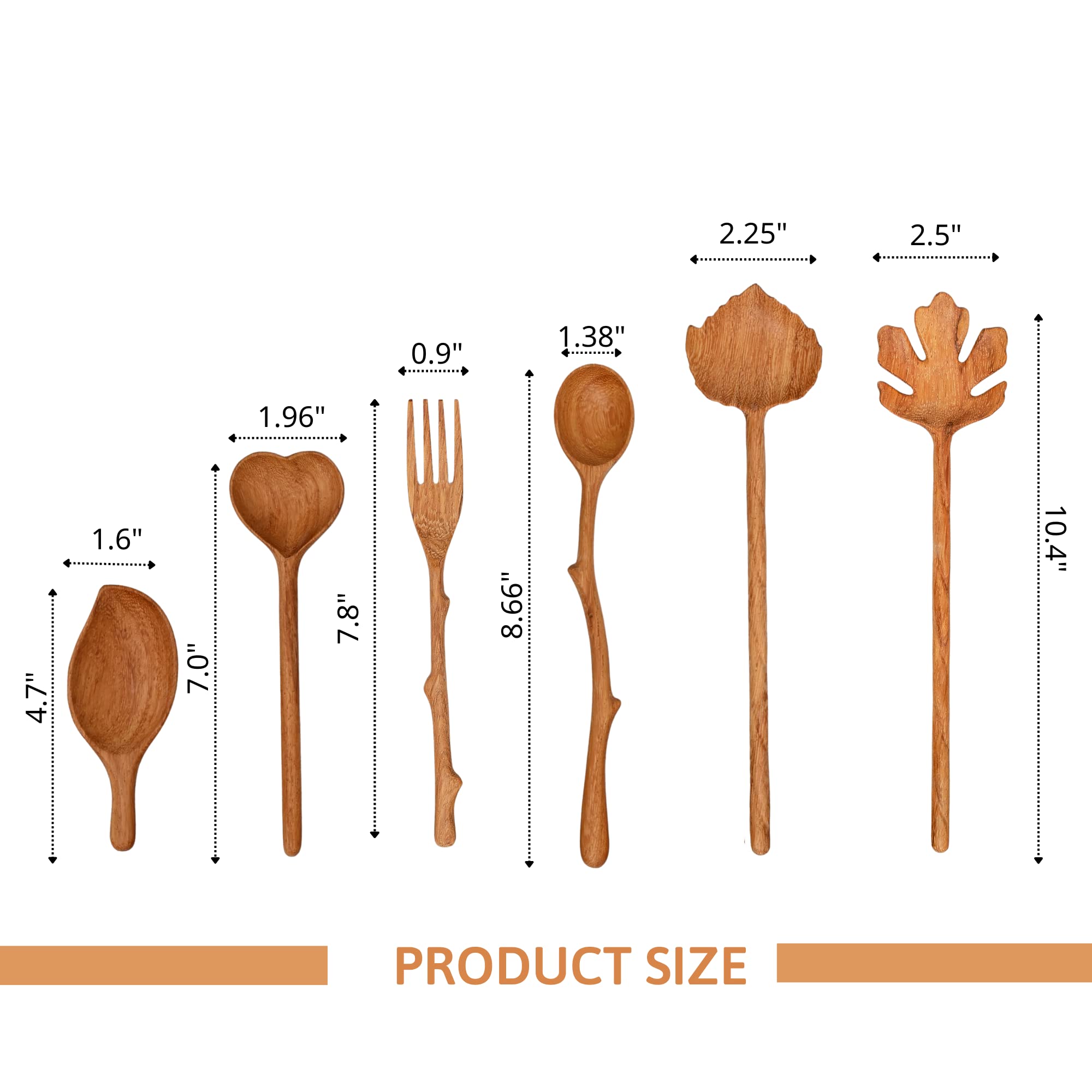 Natural Wooden Spoons And Forks Set (Set Of 6), Fall Dinnerware, Thanksgiving Hostess Gifts For Women, Couple, Kitchen Cottageco