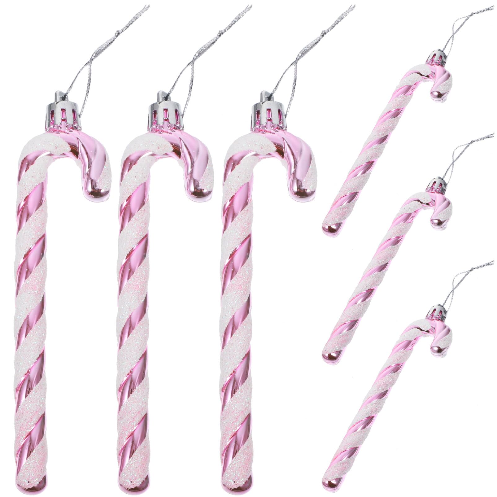 HOMSFOU 6pcs Plastic Candy Cane Ornaments for Christmas Tree Decoration Xmas Tree Hanging Props for Holiday Parties and Home Dec