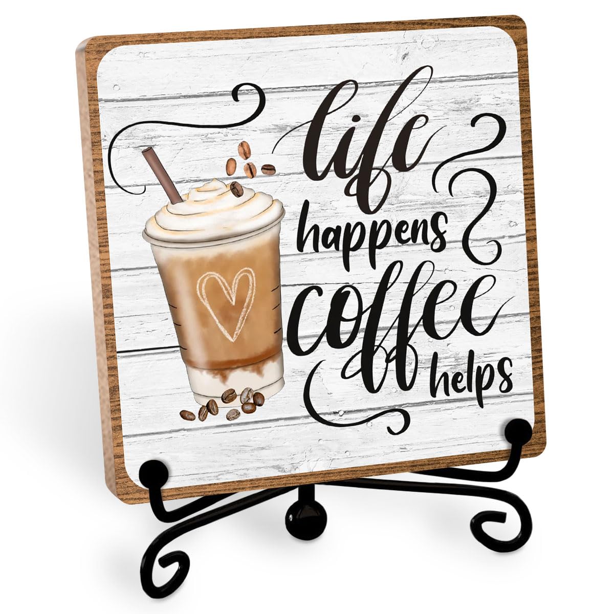 Coffee Lover Gifts for Women Men, Funny Coffee Bar Accessories, Table Decorations Supplies, Desk Shelf Cubicles for Bar Decorati