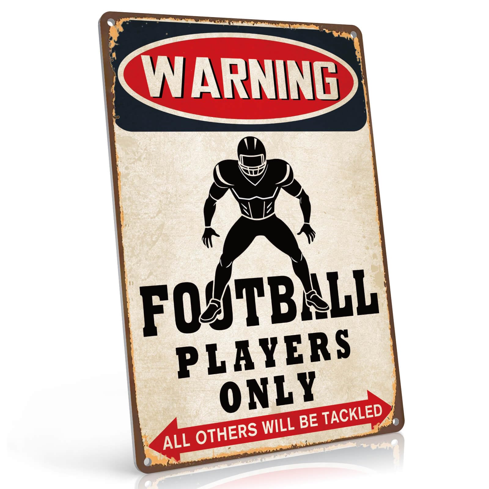 PAIION Funny Metal Sign Vintage Football Posters Gifts for Boys 8-12, Football Locker Decorations, Teen Boys Room Sports Themed 