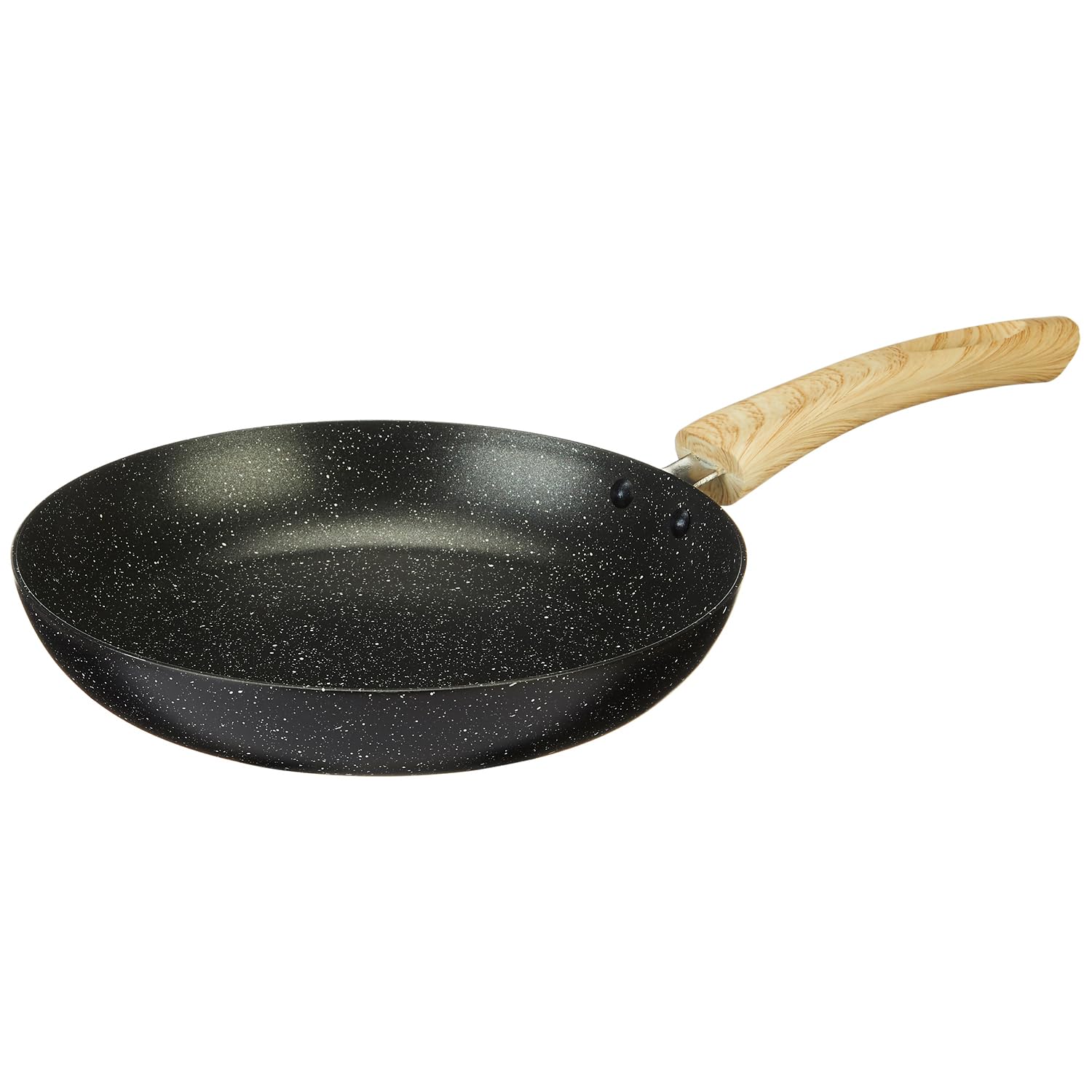 Amazon Brand - Solimo Non Stick Granite Finish Fry Pan | 24 Cm | Induction & Gas Stove Compatible | Wooden Finish Handle | Dishw
