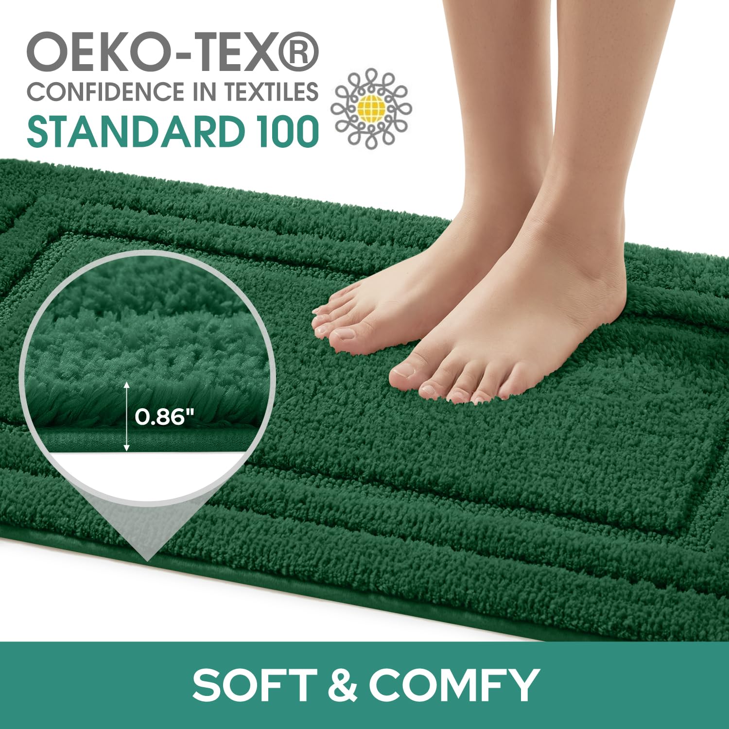 Homeideas Bathroom Rugs Sets 2 Piece, Super Soft And Absorbent Non Slip Microfiber Machine Washable U-Shaped Toilet Bath Mat Set