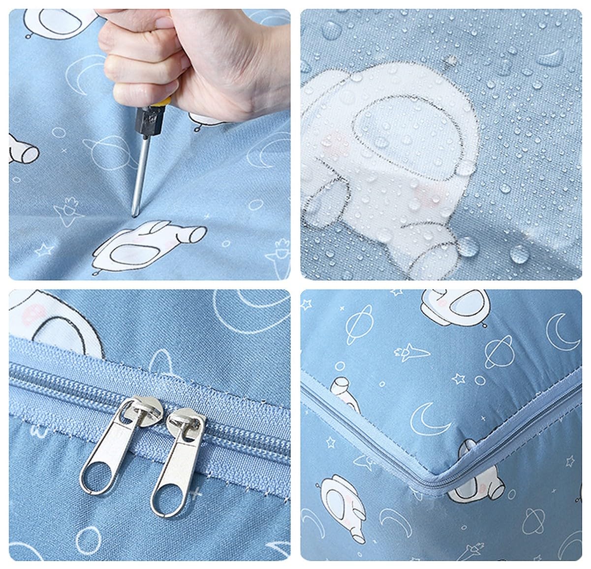 Wolpin Non-Woven Extra Large Size Underbed Storage Bag Waterproof (70 X 30 X 50 Cm) - Zippered Closure & Handle Geometry Print,