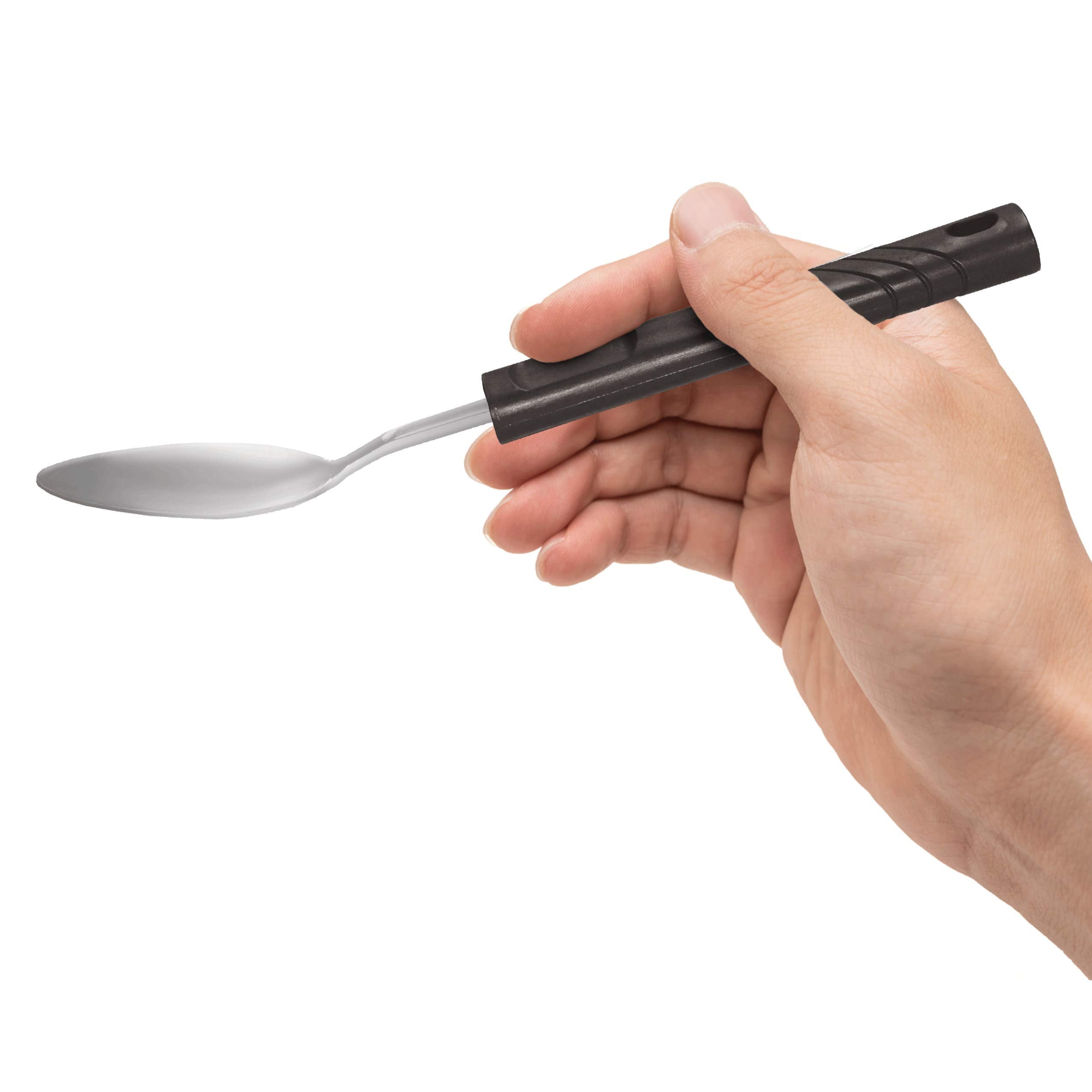 Rehabilitation Advantage Teaspoon - Lightweight Plastic Handle, 0.1 lb, Black, Model 847102000169