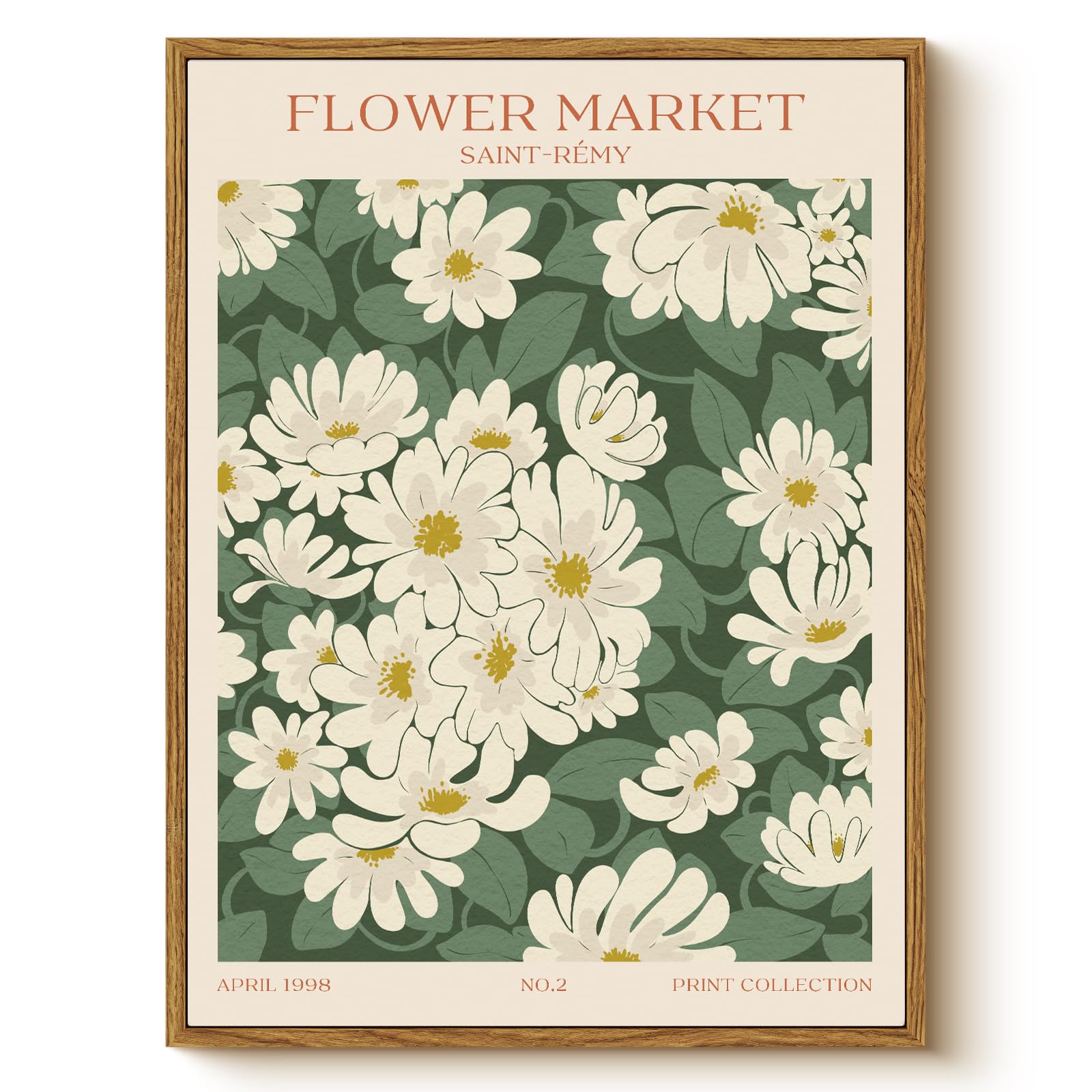 Whasayart Vintage Framed Canvas Wall Art Sr1217 Flower Market B