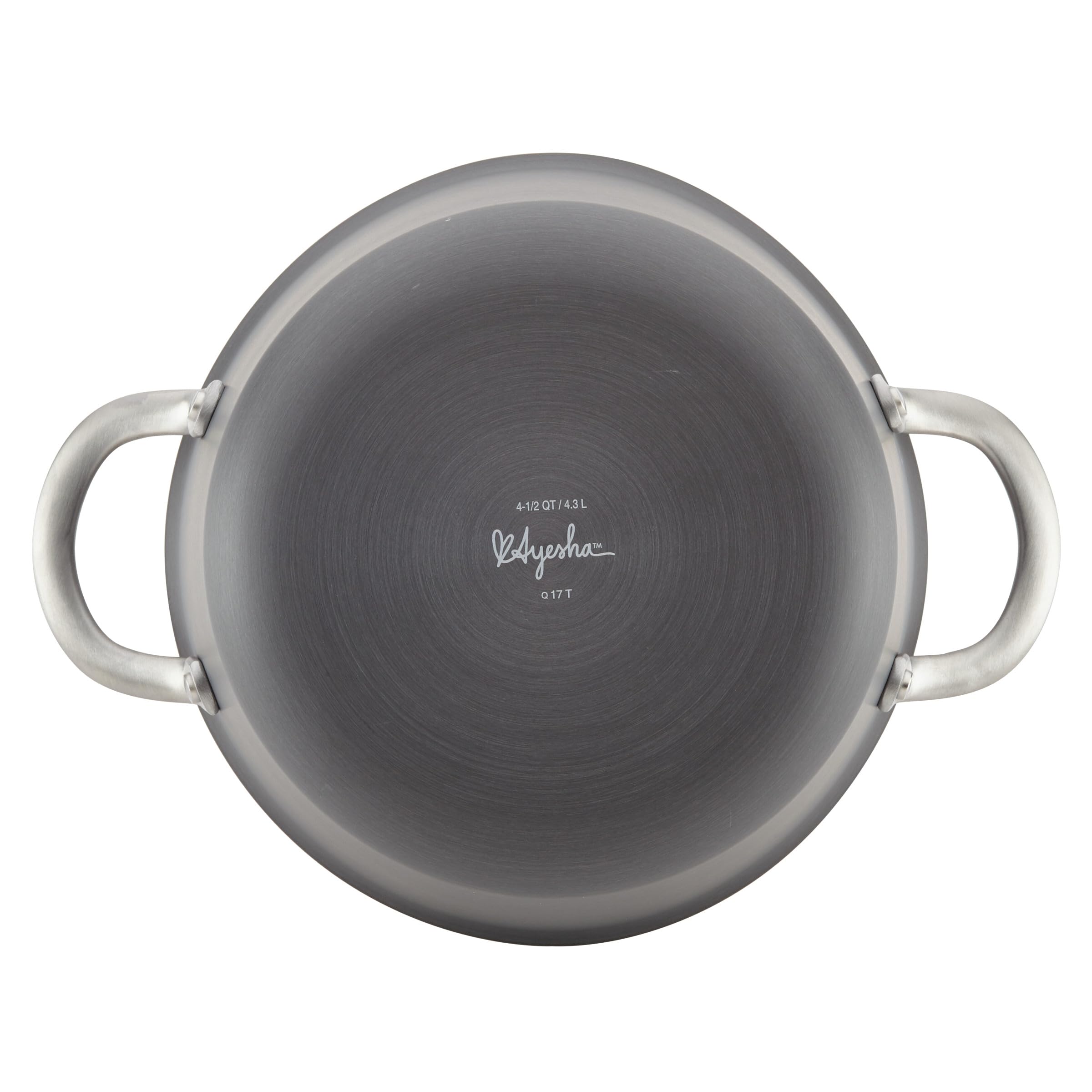 Ayesha Curry Home Collection Hard Anodized Nonstick Sauce Pan/Saucepan With Lid, 4.5 Quart, Charcoal Gray