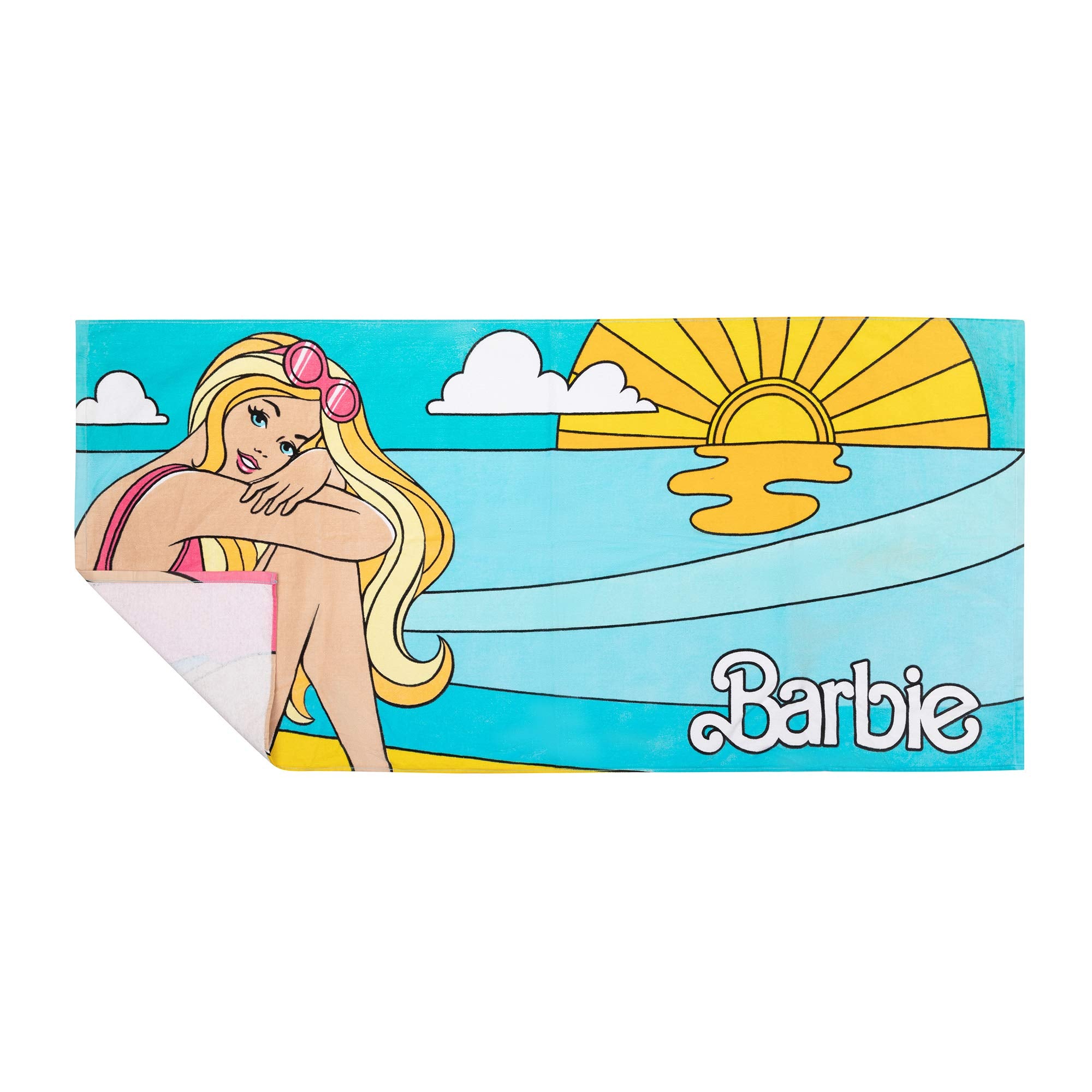 Barbie Super Soft Cotton Bath/Pool/Beach Towel  Barbiecore 58 in x 28 in  (Official Barbie Product) By Franco