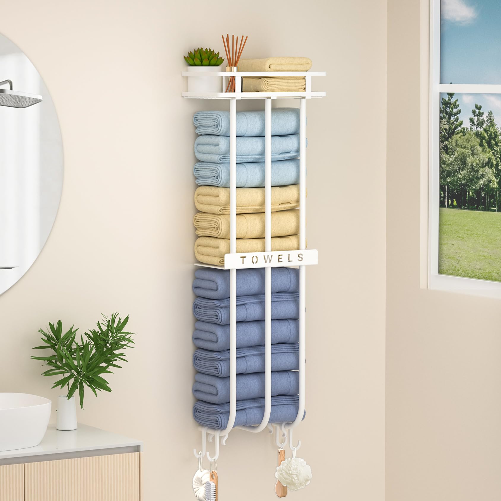 Gaguiup Towel Racks For Bathroom, Wall Mounted Towel Rack Holder, 32 Inch Rolled Towel Rack For Small Bathroom Towel Storage, 3